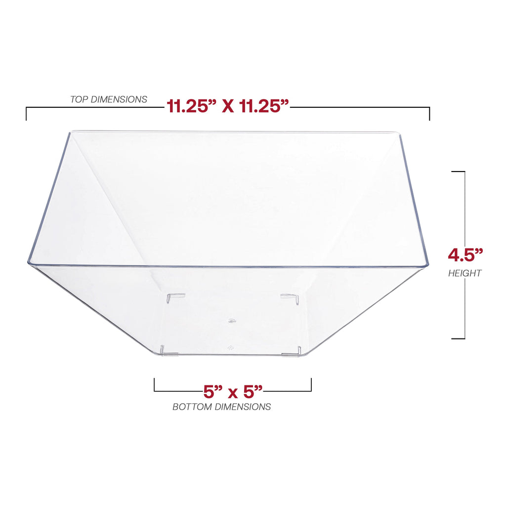 Clear Square Plastic Serving Bowls (4 qt.)