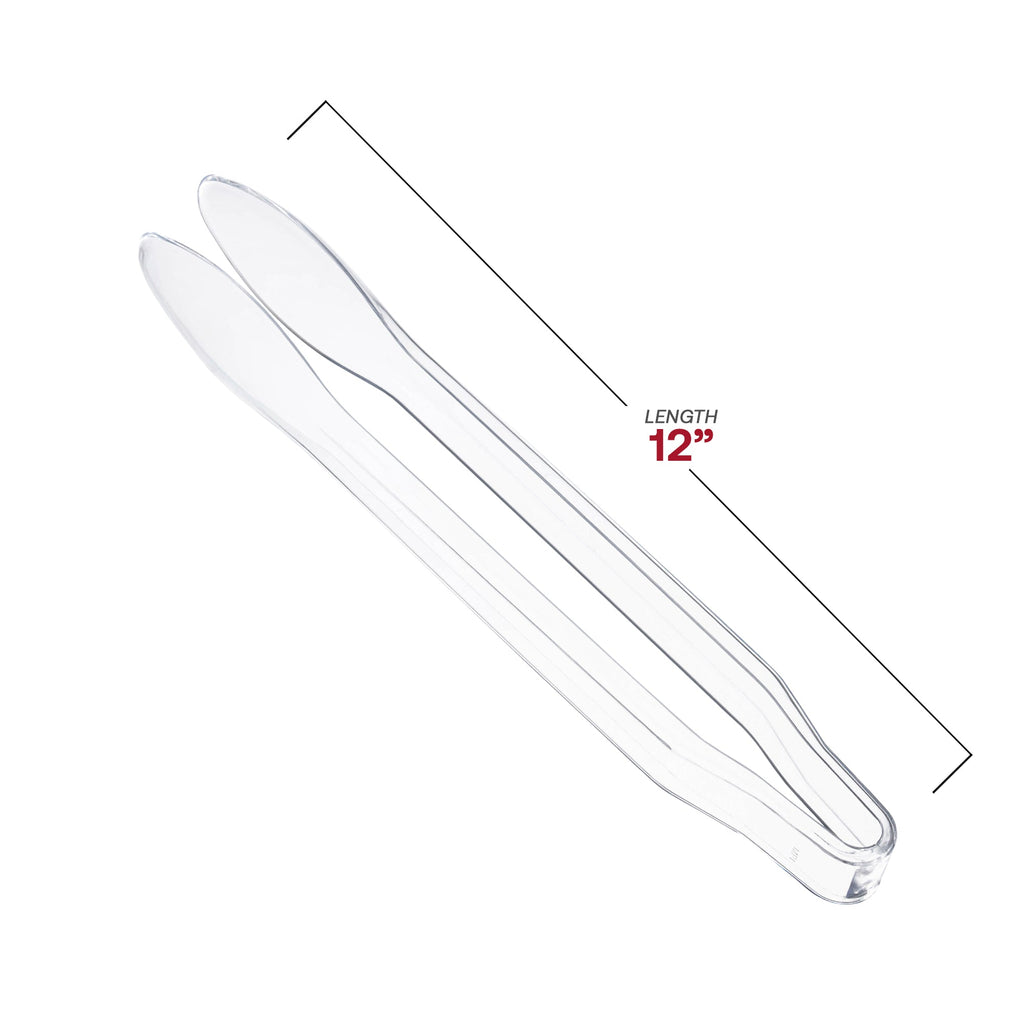 12" Clear Disposable Plastic Serving Tongs