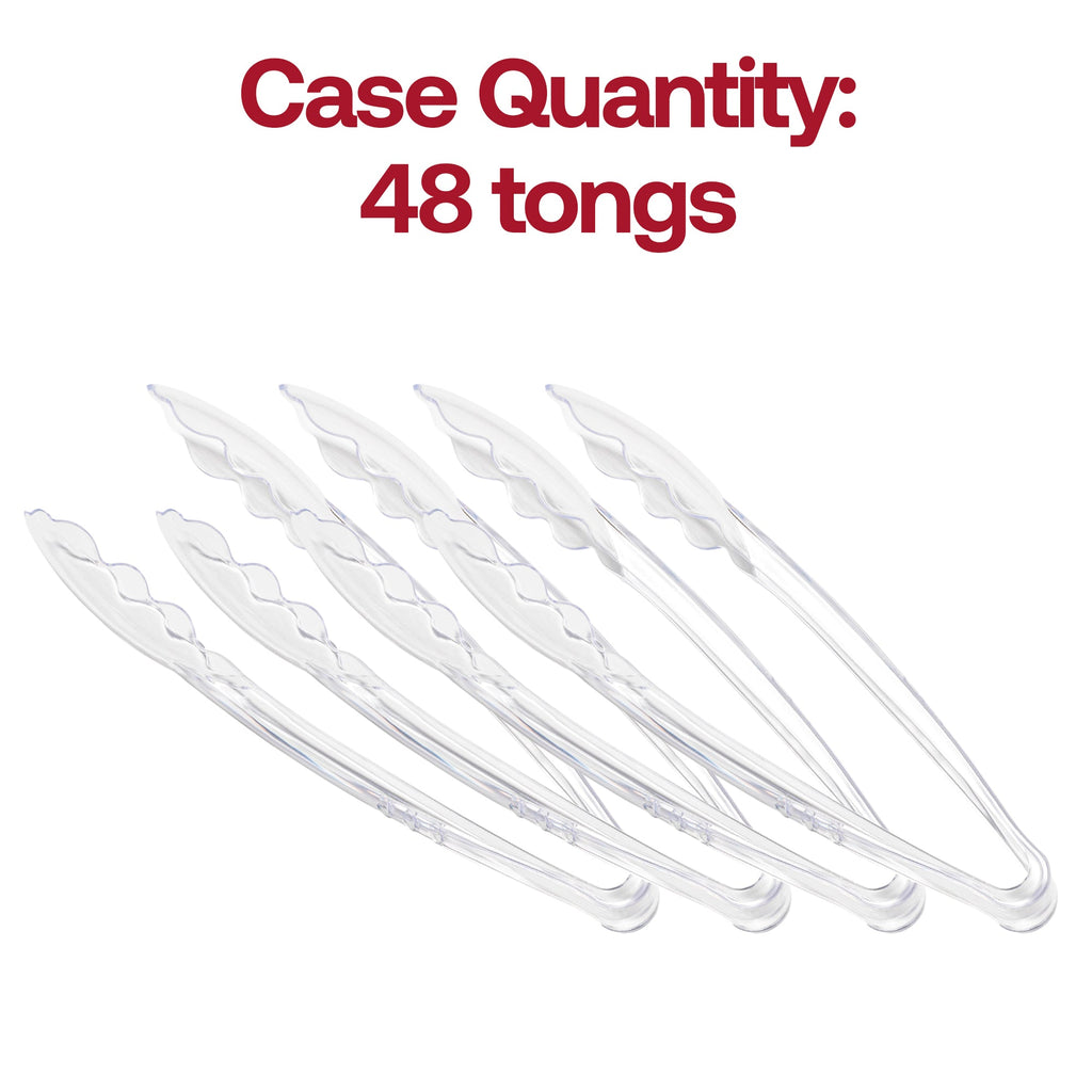 9" Clear Disposable Plastic Serving Tongs