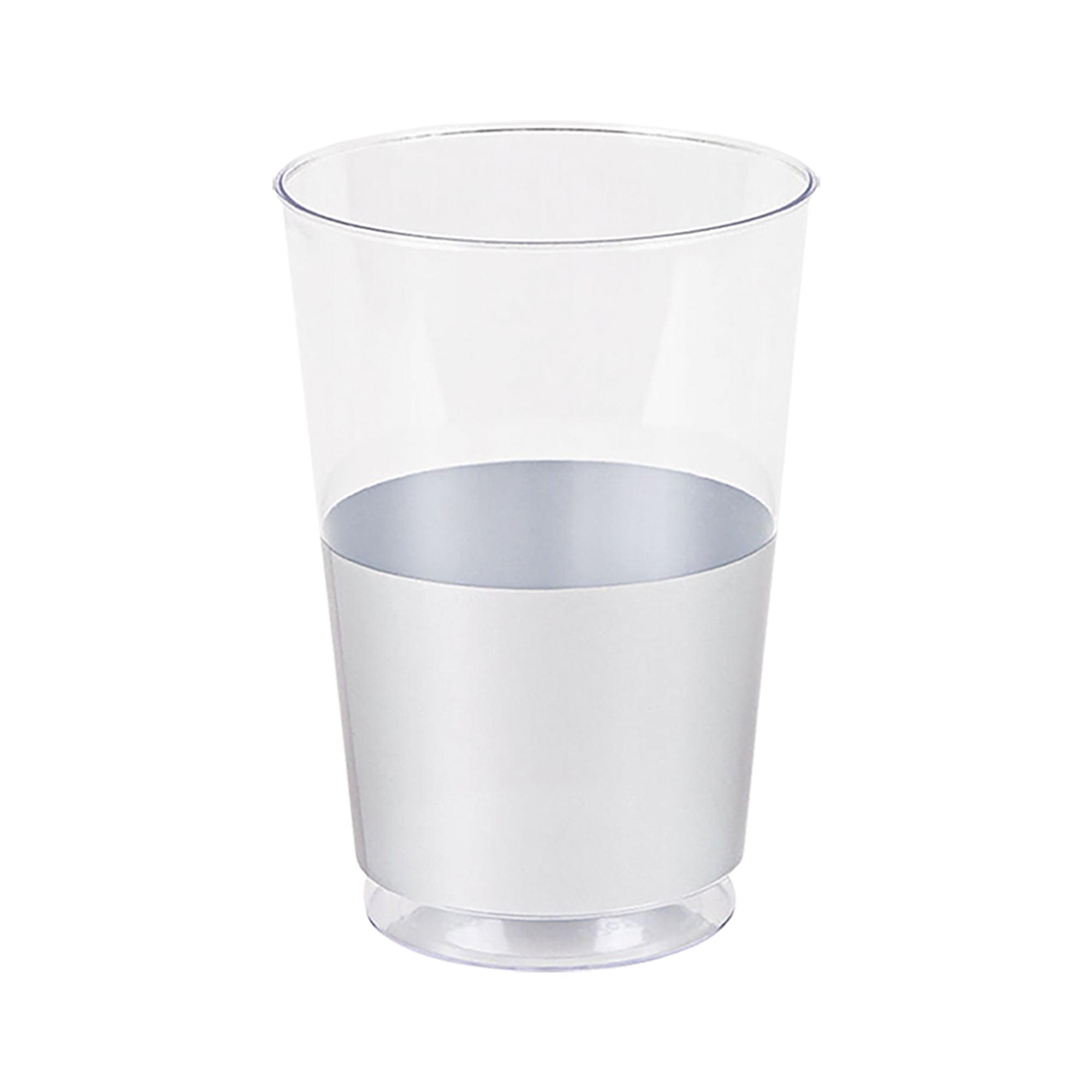 Clear with Metallic Silver Thick Bottom Round Disposable Plastic Tumblers (12 oz. )