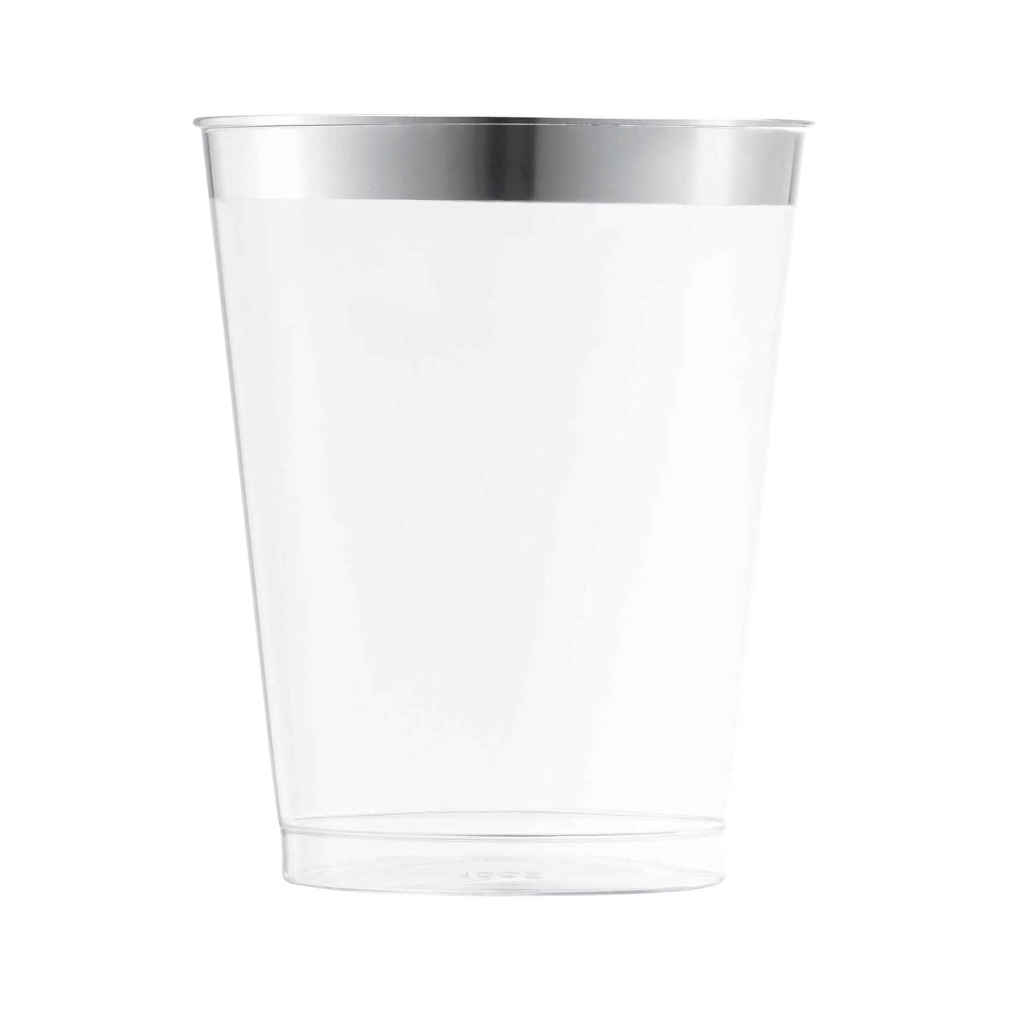 Clear with Metallic Silver Rim Round Tumblers (12 oz. )