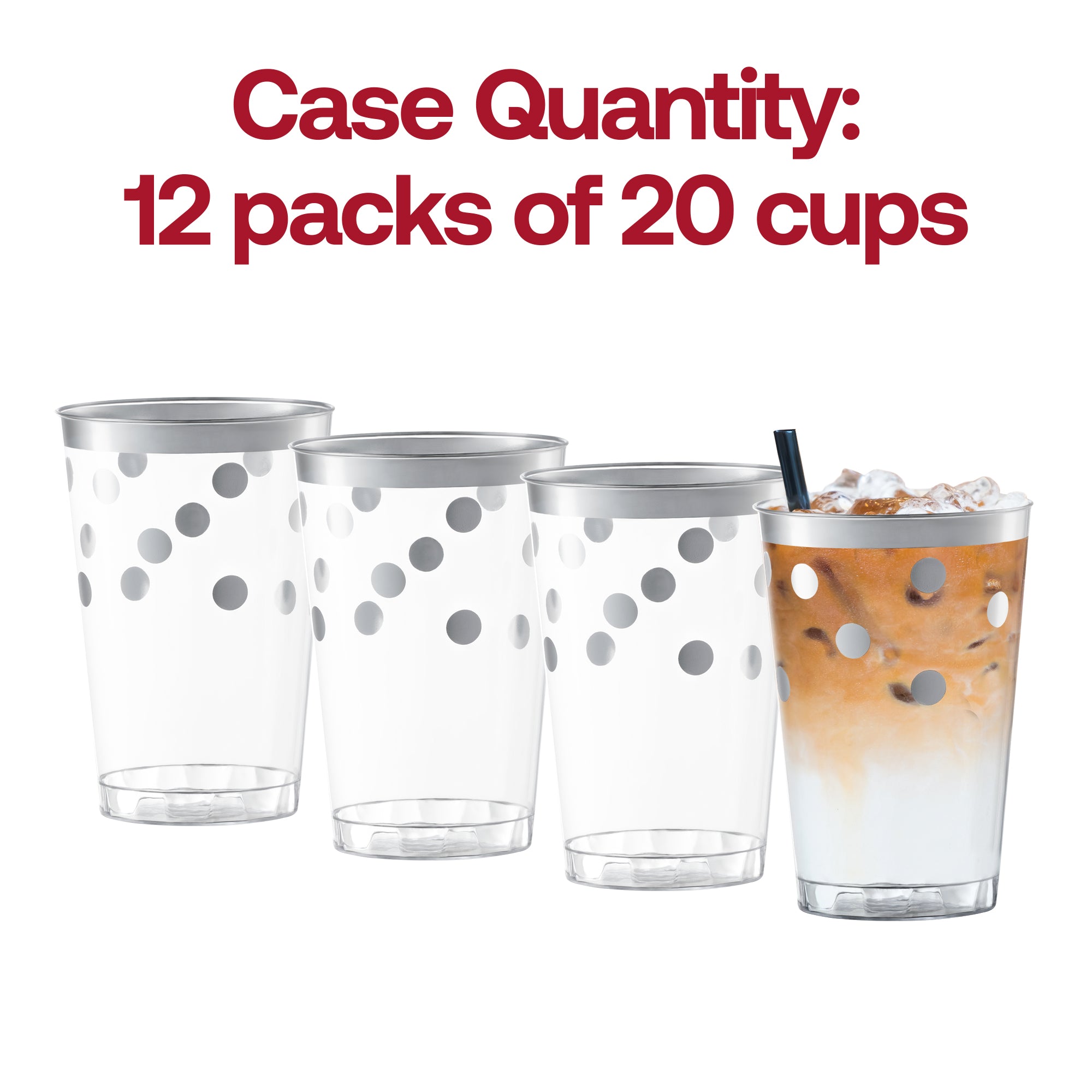 Clear with Silver Dots Round Disposable Plastic Tumblers (12 oz. )