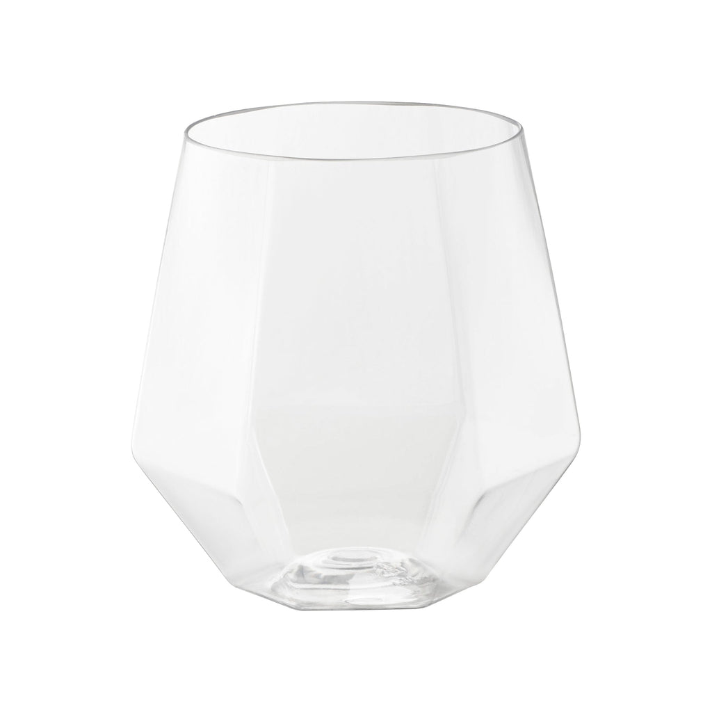Clear Hexagonal Stemless Plastic Wine Goblets (12 oz. )