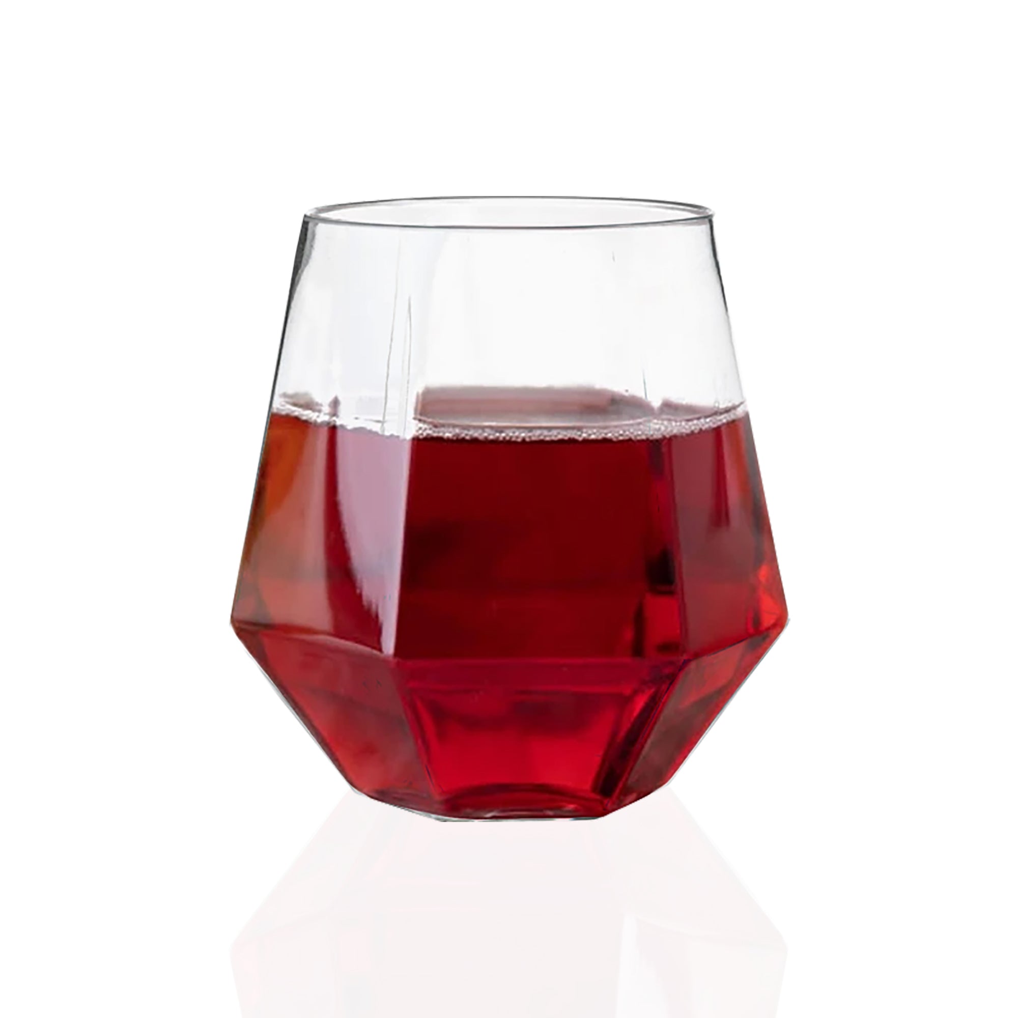 Clear Hexagonal Stemless Plastic Wine Goblets (12 oz. )