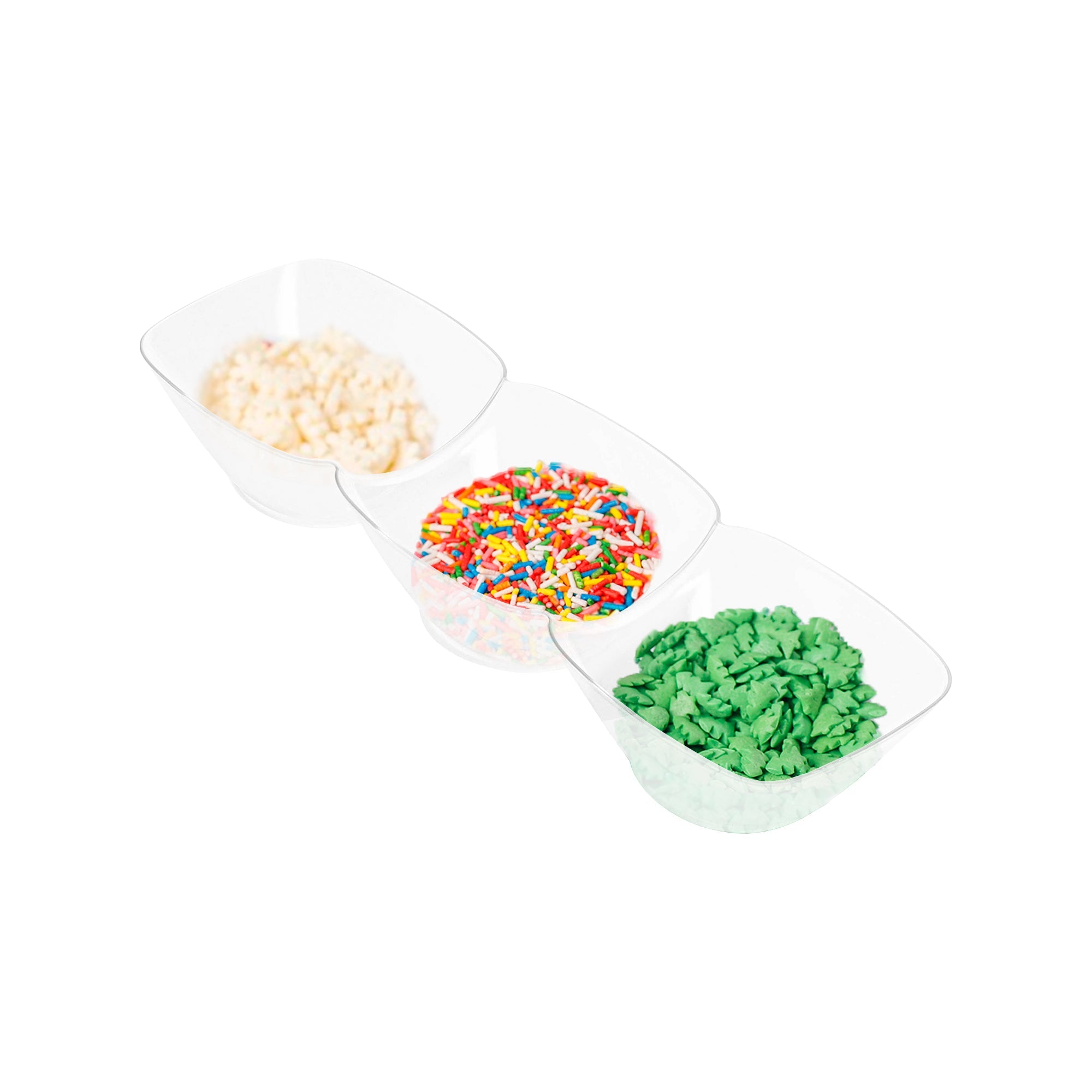 Clear Rectangular 3-Hole Mini Plastic Bowls