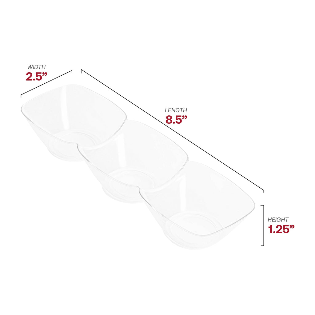 Clear Rectangular 3-Hole Mini Plastic Bowls