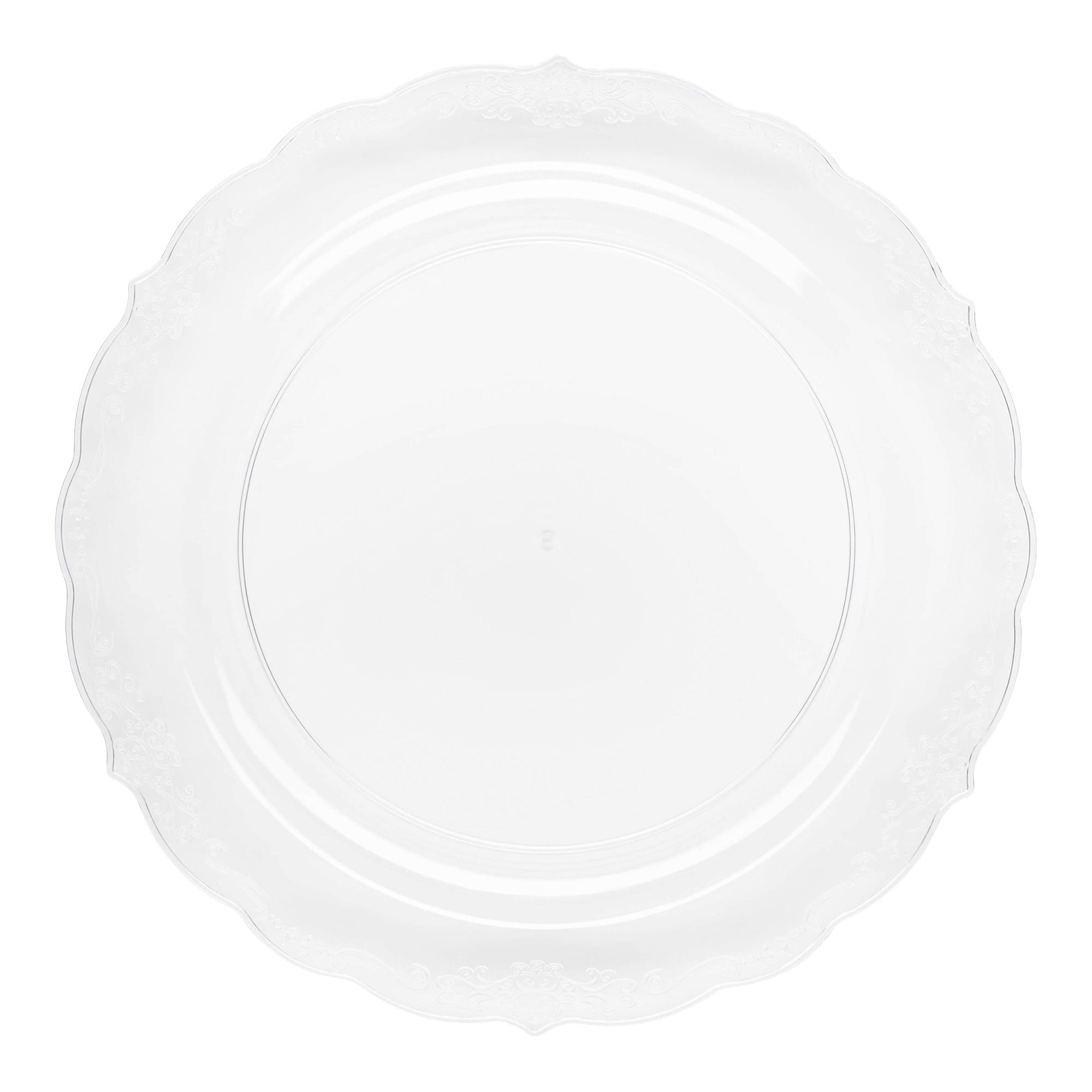 Clear Vintage Round Disposable Plastic Appetizer/Salad Plates (7.5")
