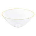Clear with Gold Rim Organic Round Disposable Plastic Bowls (32 oz.)