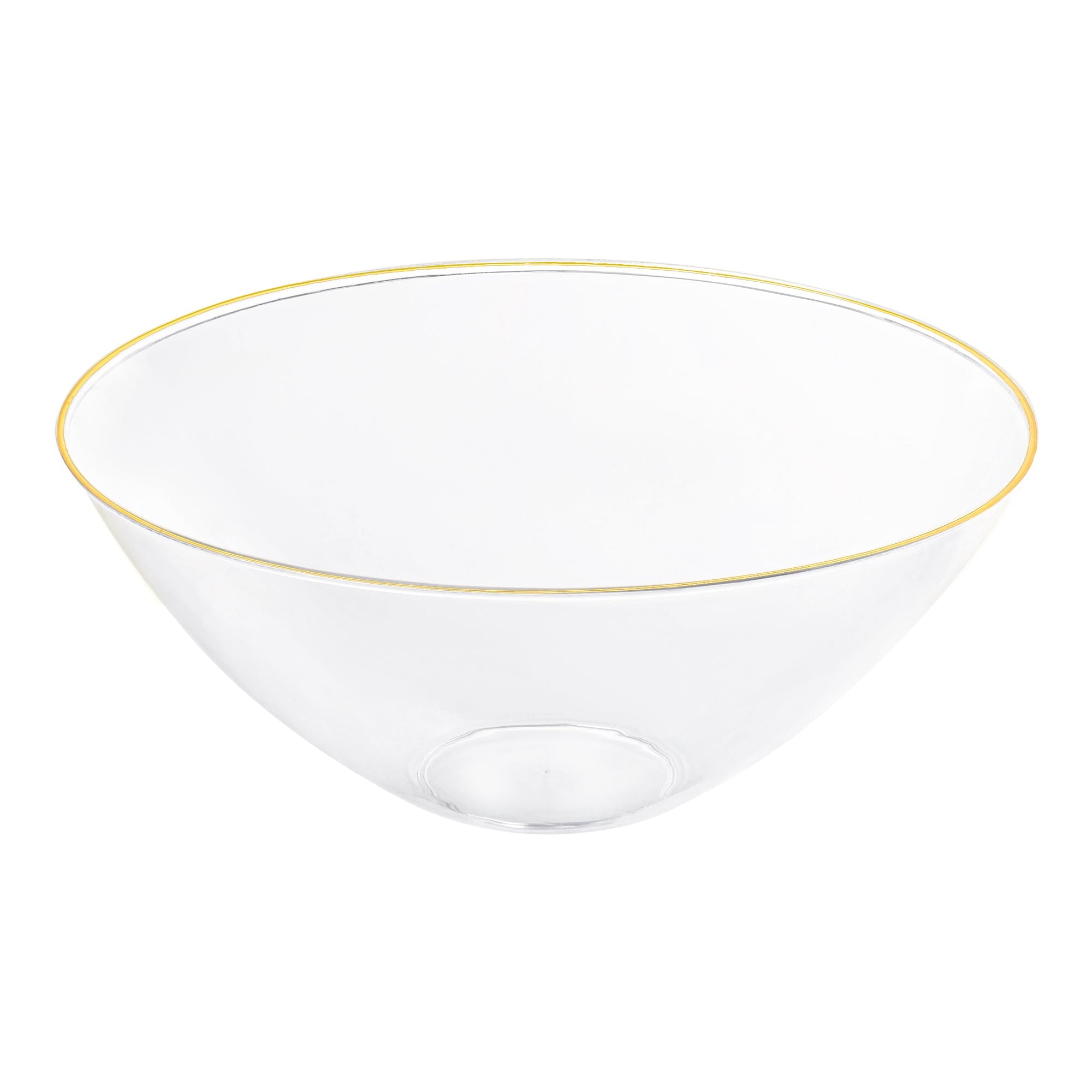 Clear with Gold Rim Organic Round Disposable Plastic Bowls (32 oz.)