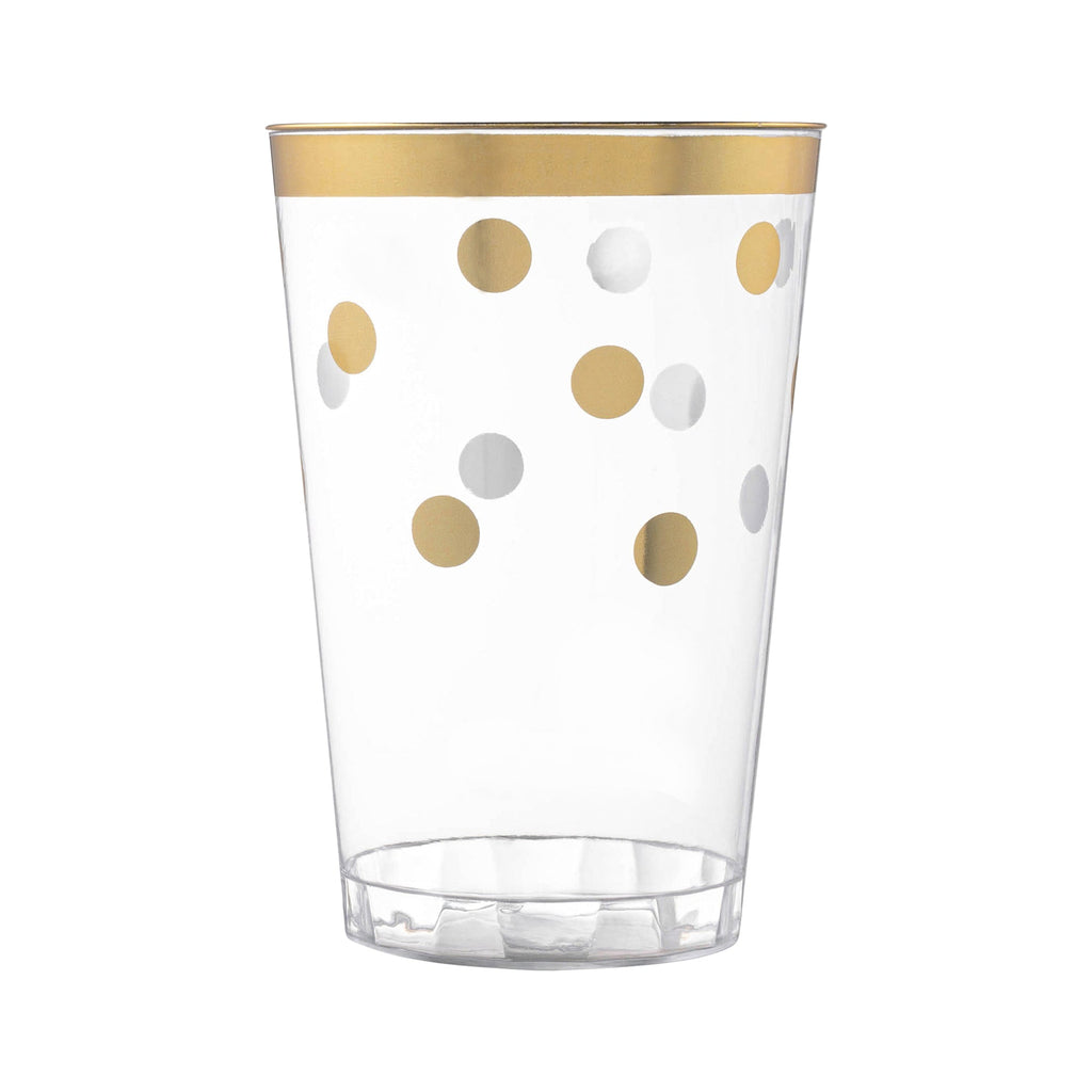 Clear with Gold Dots Round Disposable Plastic Tumblers (12 oz. )