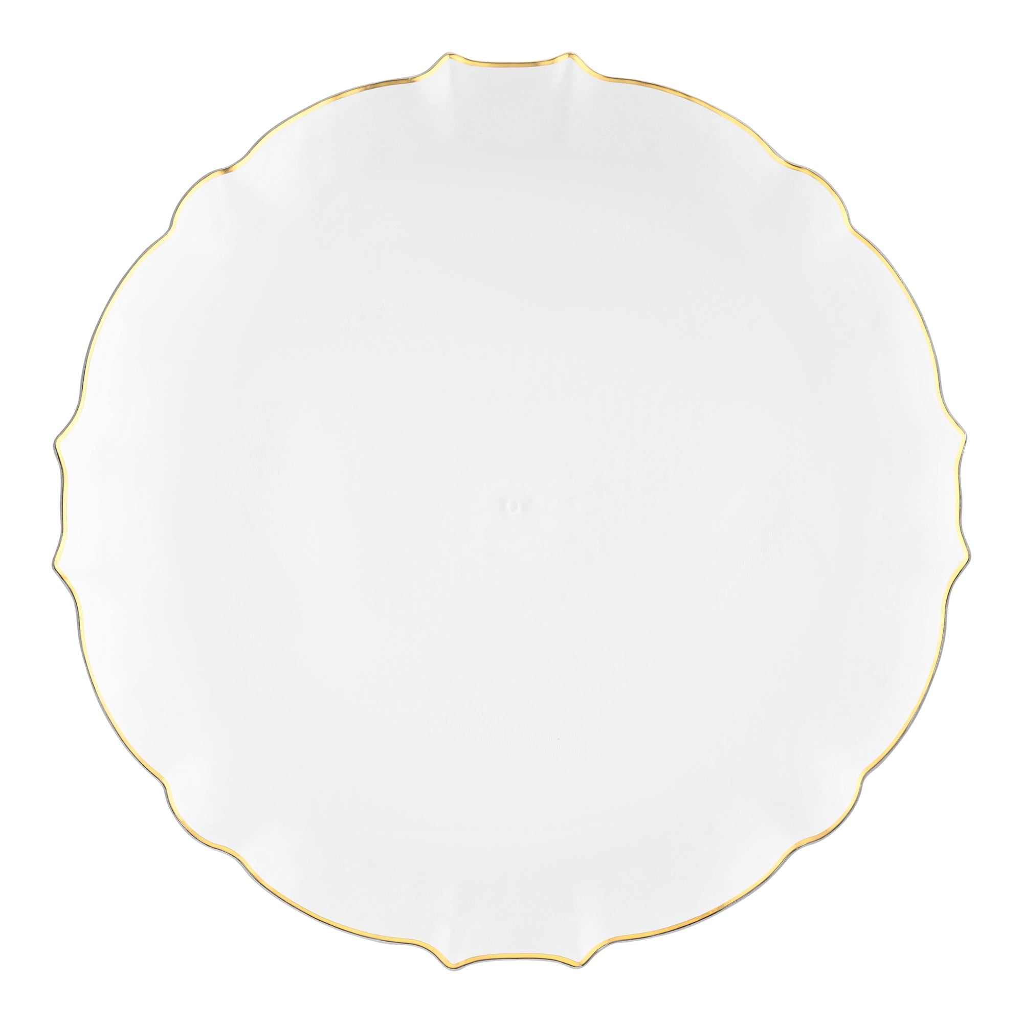 Clear with Gold Rim Round Lotus Plastic Dinner Plates (10.25")