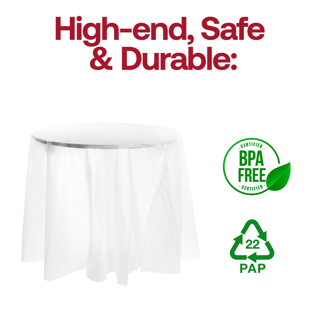 Clear Round Disposable Plastic Tablecloths (84")