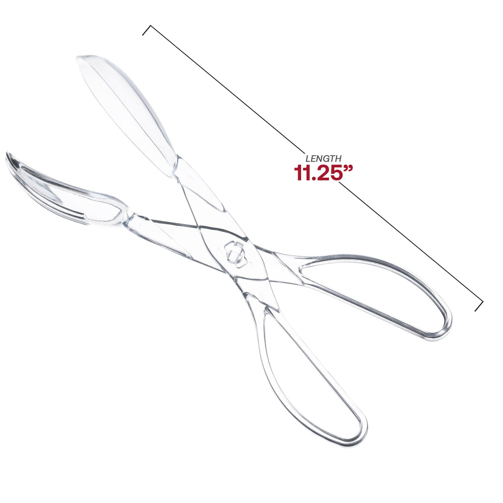 Clear Disposable Plastic Serving Salad Scissor Tongs