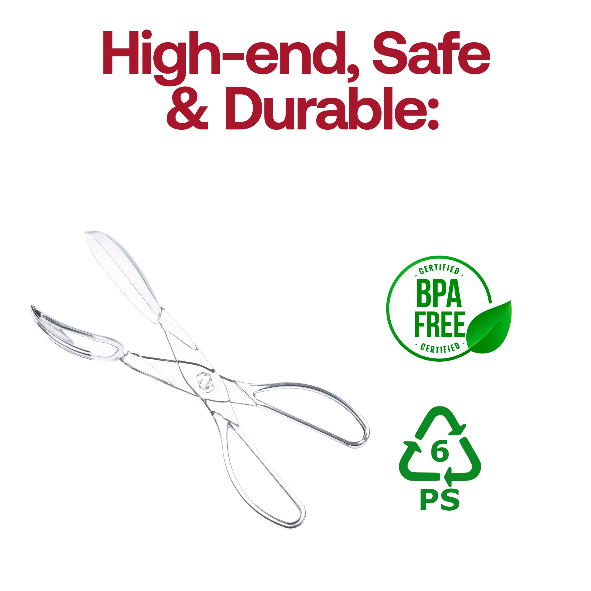 Clear Disposable Plastic Serving Salad Scissor Tongs