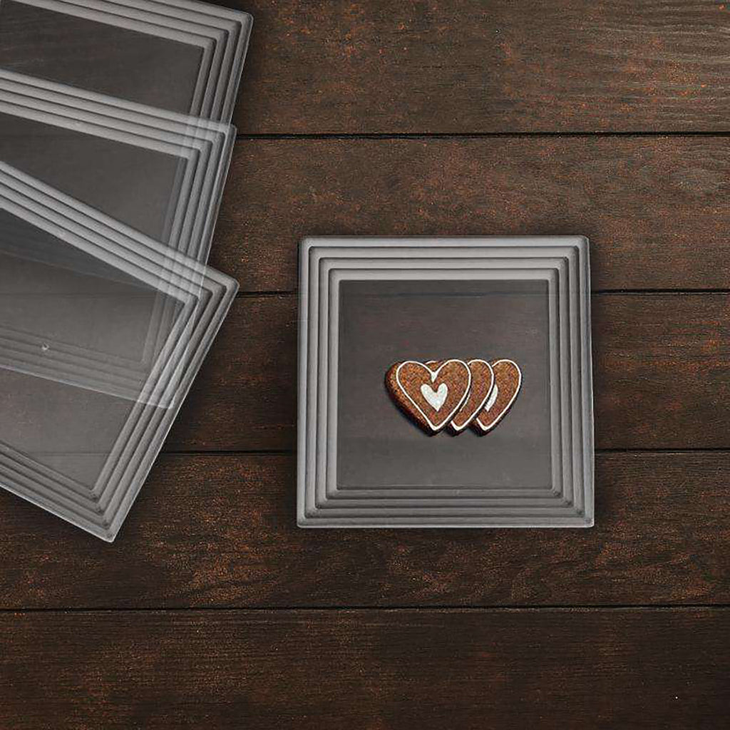 16" x 16" Clear Square with Groove Rim Plastic Serving Trays