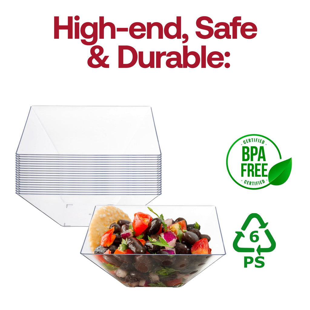 Clear Square Plastic Serving Bowls (4 qt.)