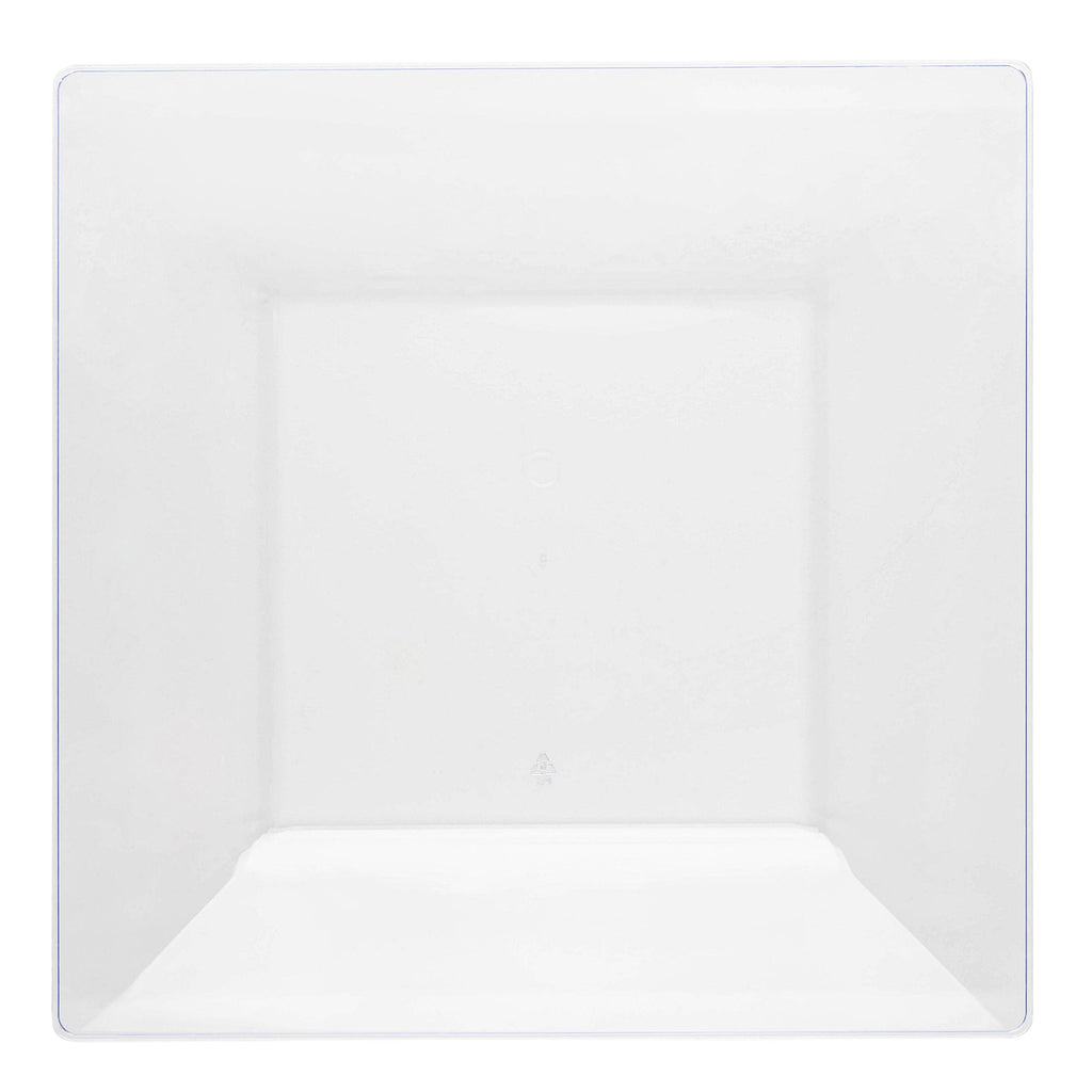 Clear Square Plastic Dinner Plates (9.5")
