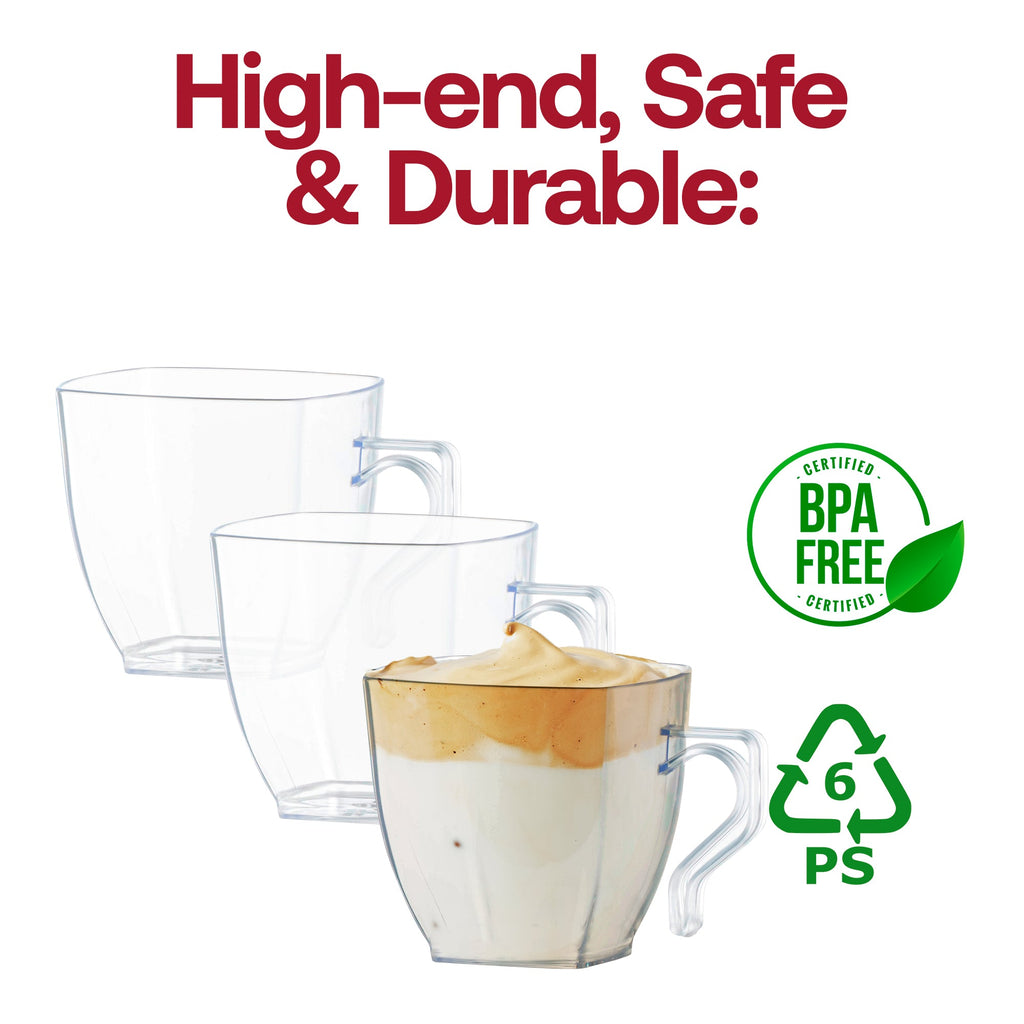 Clear Square Plastic Mini Coffee Tea Cups (2 oz. )