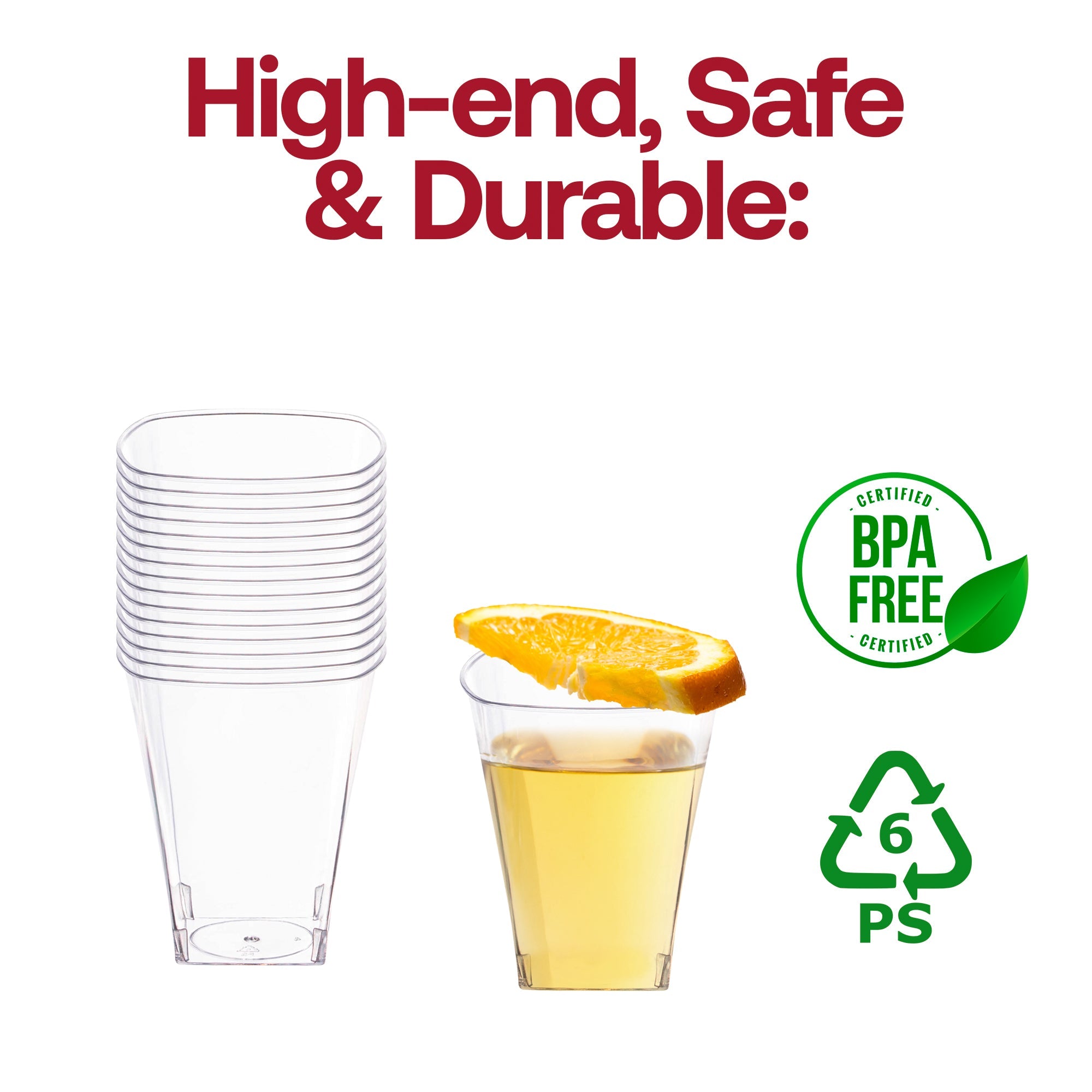 Clear Square Plastic Shot Glasses (2 oz. )