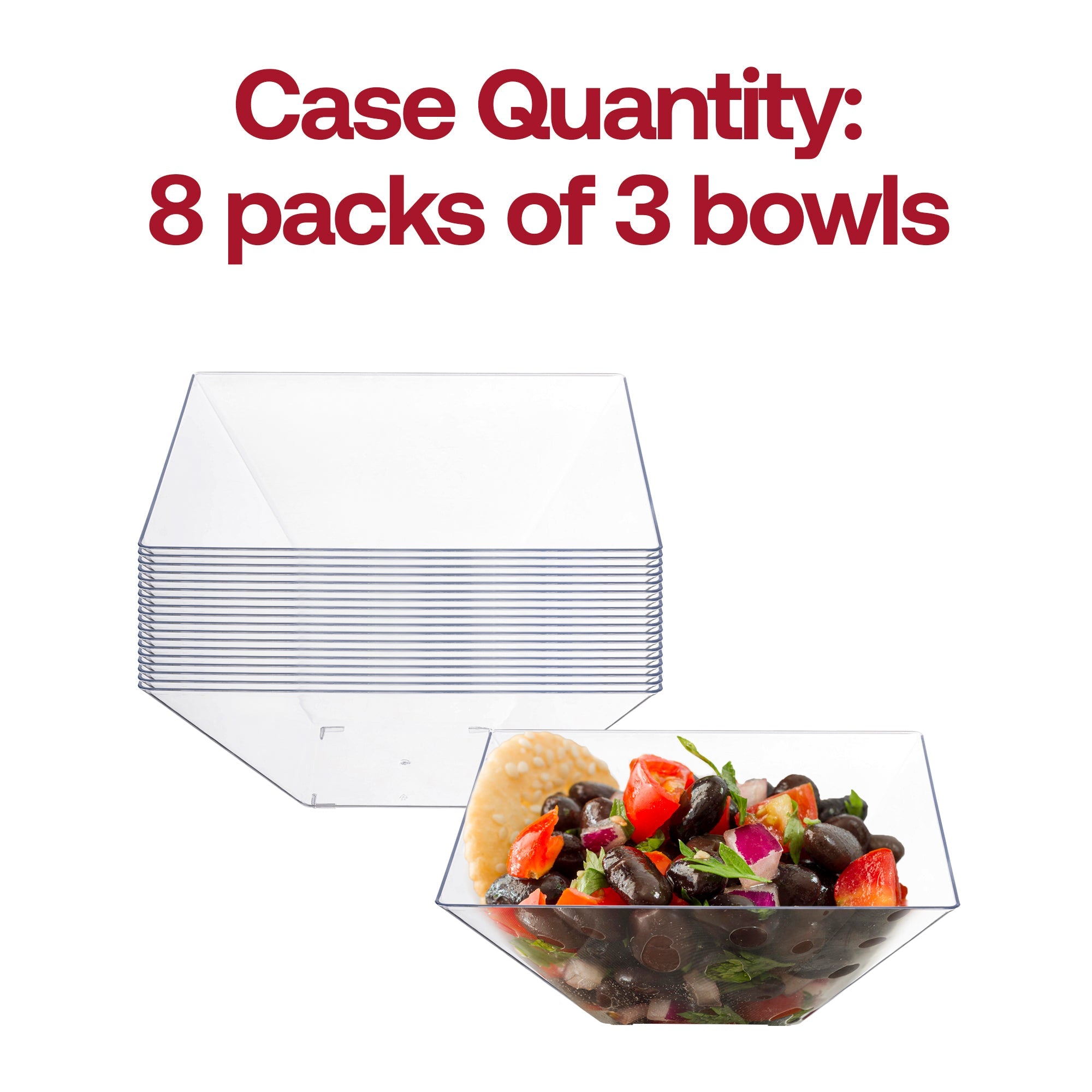 Clear Square Plastic Serving Bowls (3 qt.)