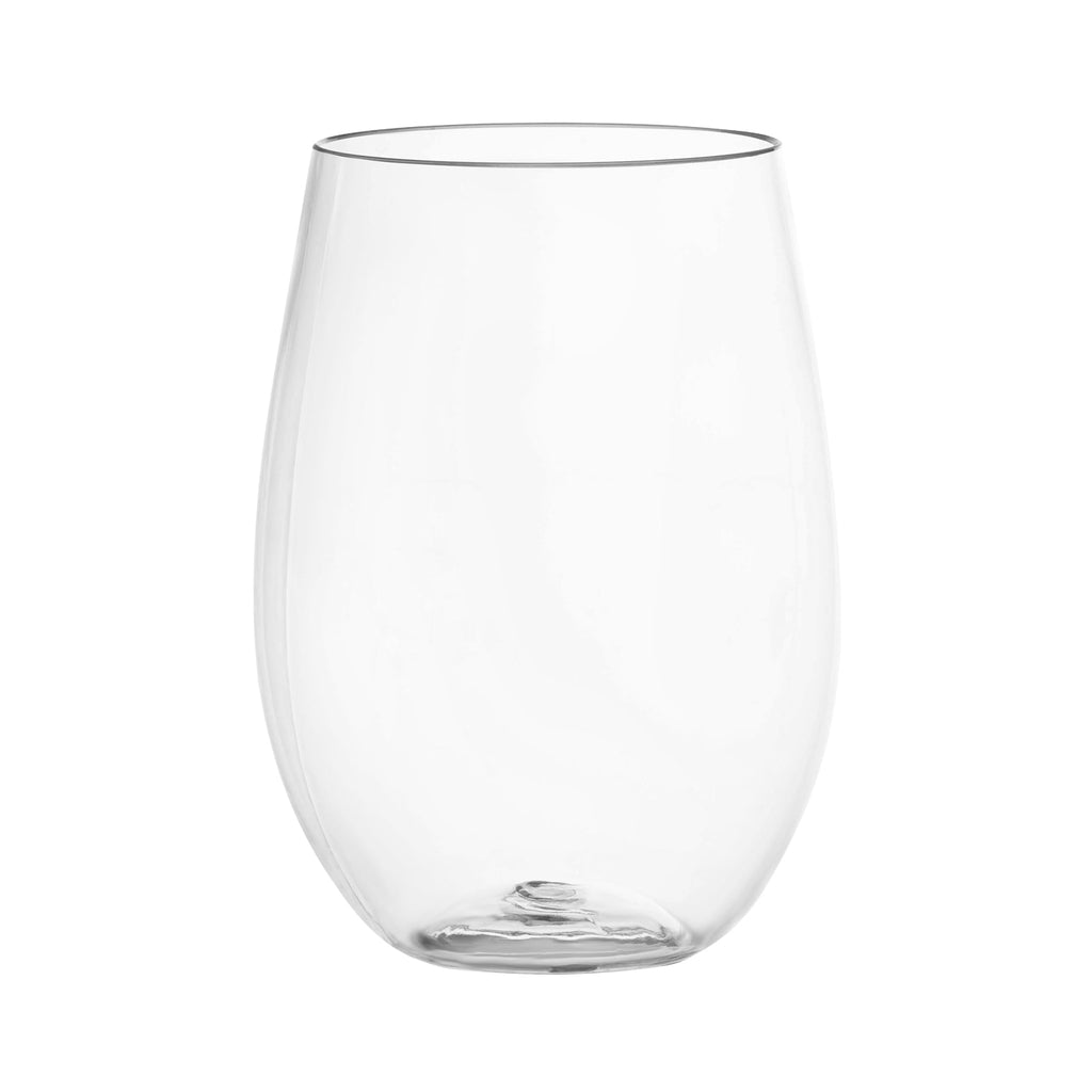 Clear Elegant Stemless Disposable Plastic Wine Glasses (16 oz. )