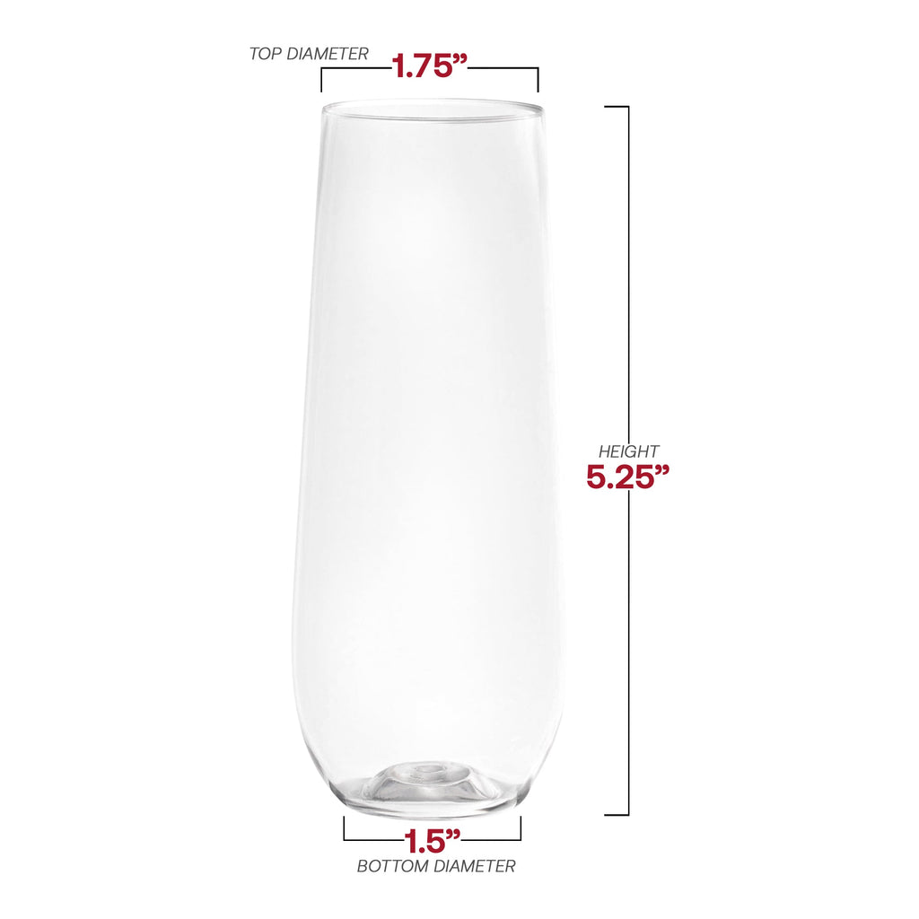 9 oz. Clear Stemless Plastic Champagne Flutes