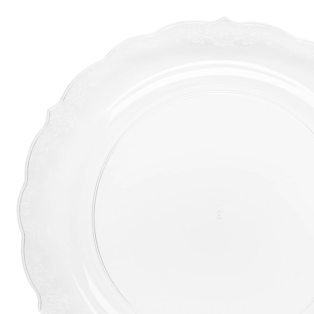 Clear Vintage Round Disposable Plastic Appetizer/Salad Plates (7.5")