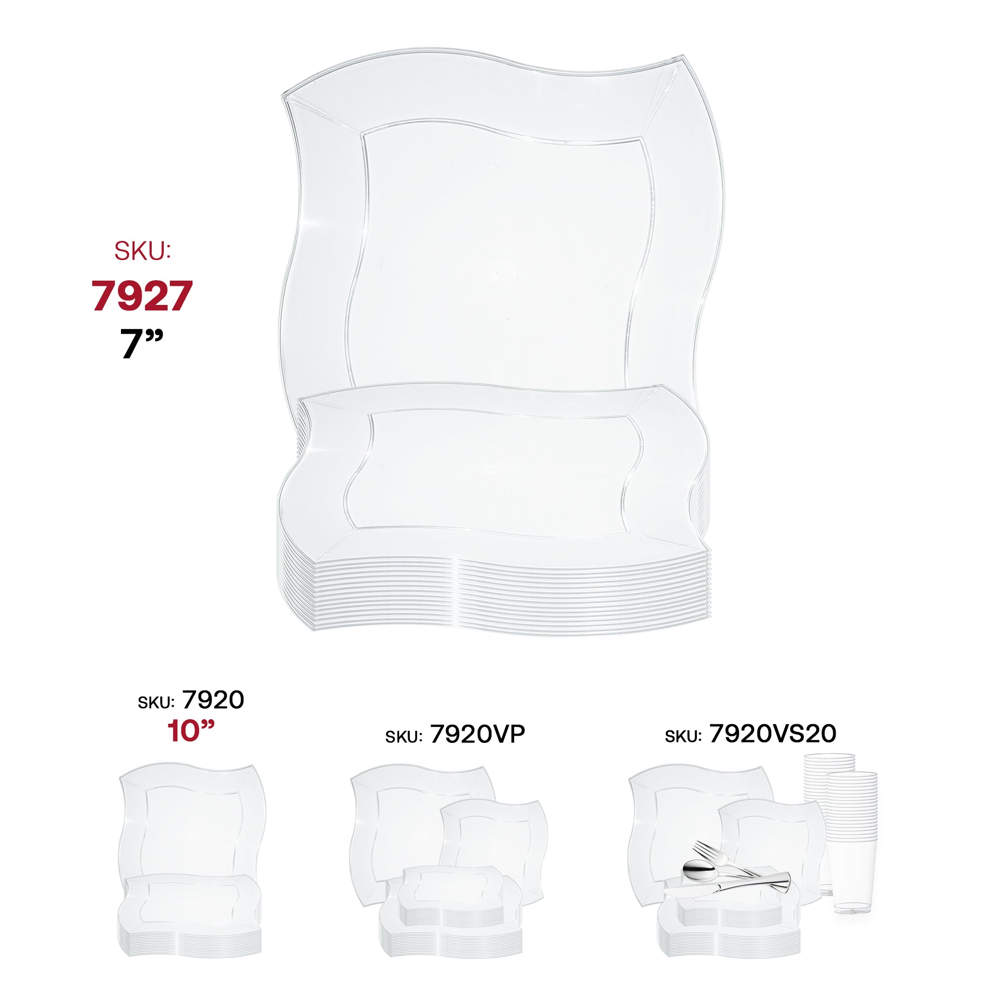 Clear Wave Plastic Appetizer/Salad Plates (7")