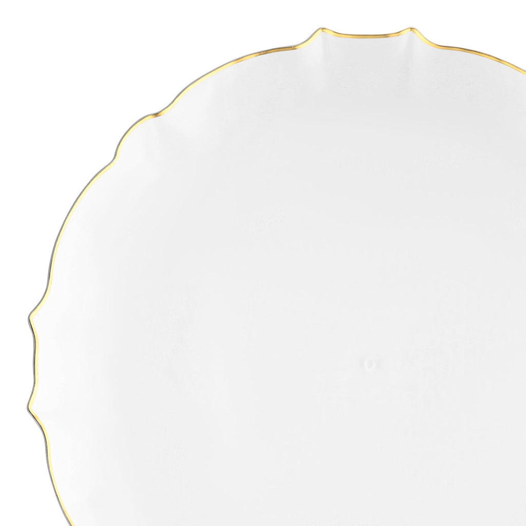 Clear with Gold Rim Round Lotus Plastic Dinner Plates (10.25")