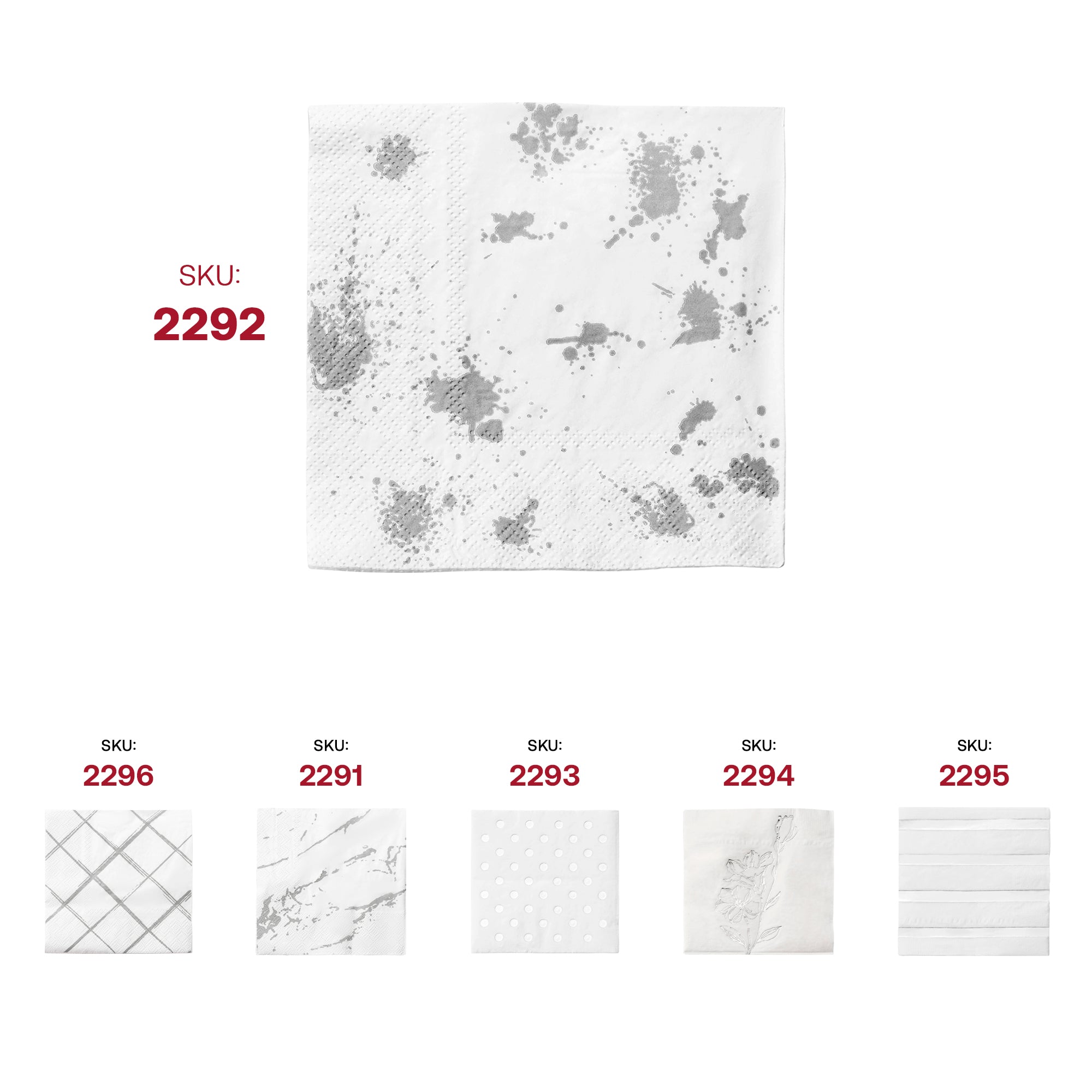 White with Silver Paint Splatter Paper Beverage/Cocktail Napkins