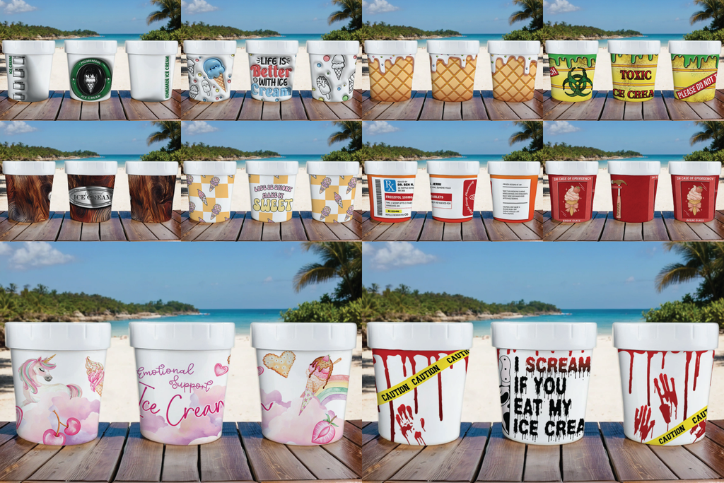 Assorted Ready to Press Sublimation - Ice Cream Container