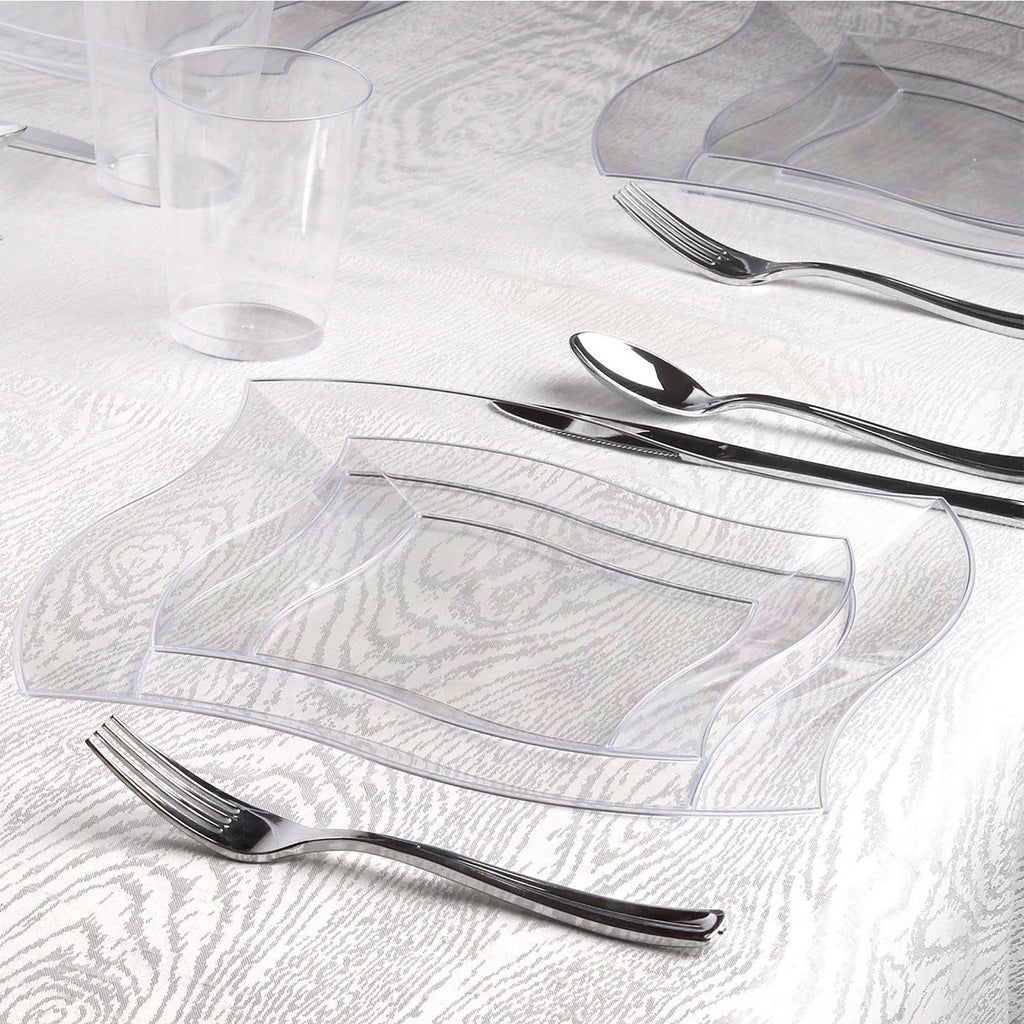 Clear Wave Plastic Dinnerware Value Set