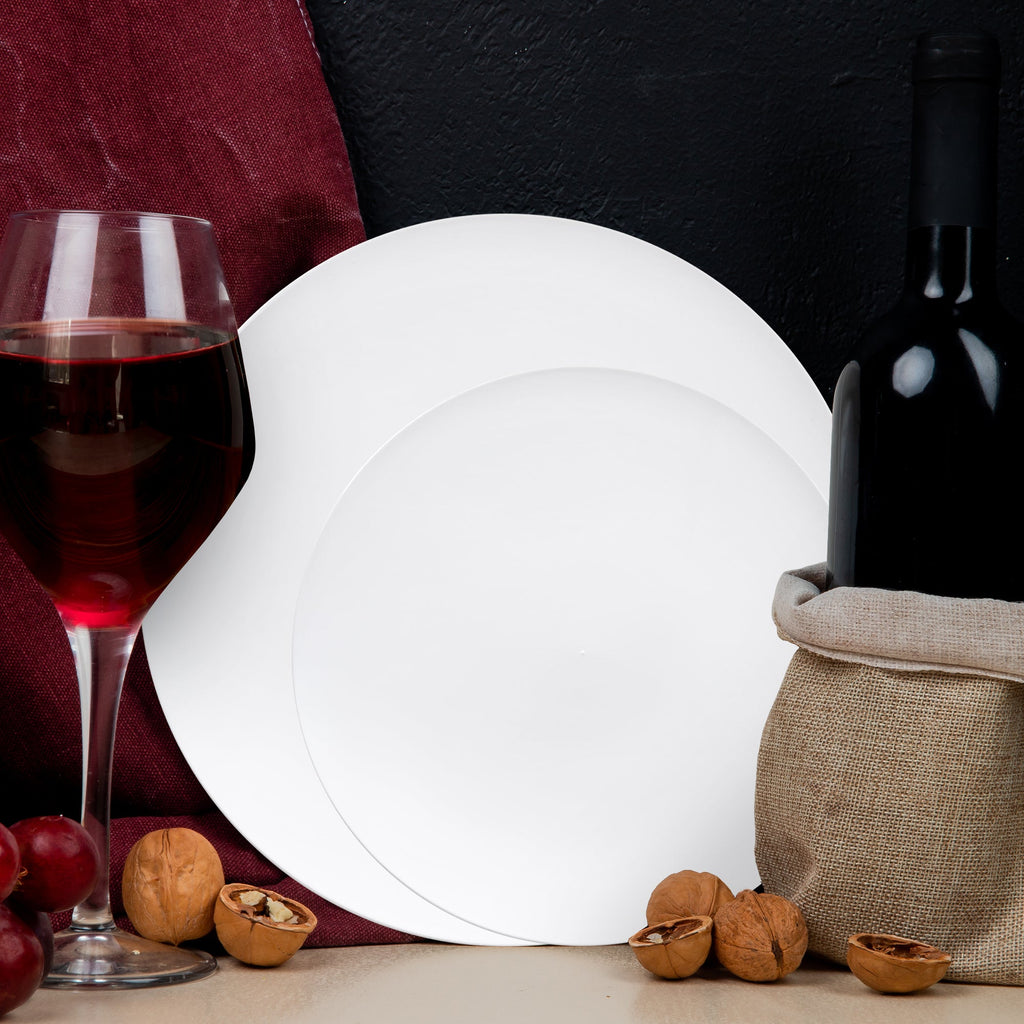 Solid White Organic Round Disposable Plastic Dinnerware Value Set