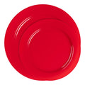 Solid Red Holiday Round Disposable Plastic Dinnerware Value Set