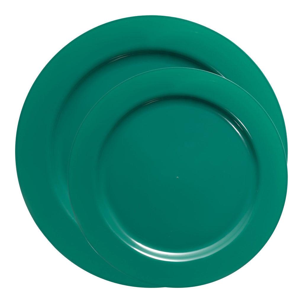 Solid Green Holiday Round Disposable Plastic Dinnerware Value Set
