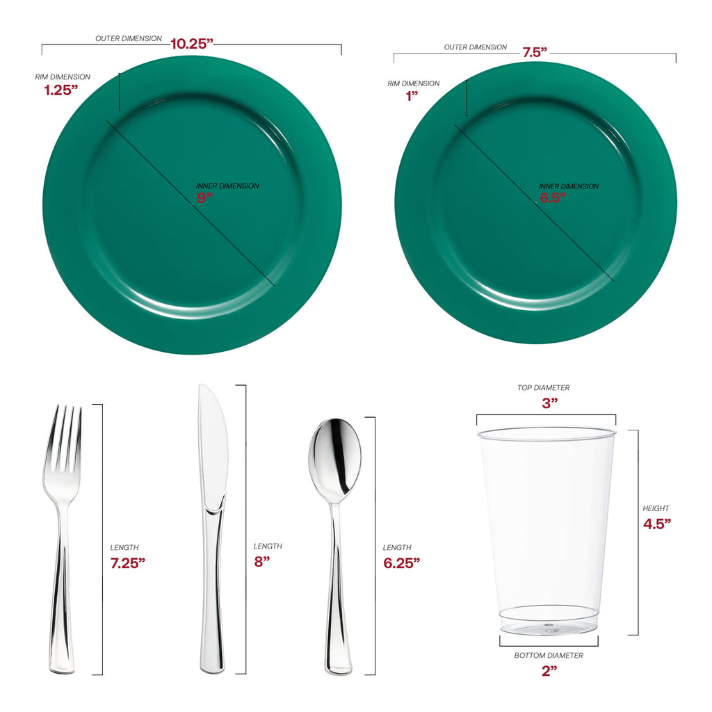 Solid Green Holiday Round Disposable Plastic Wedding Value Set