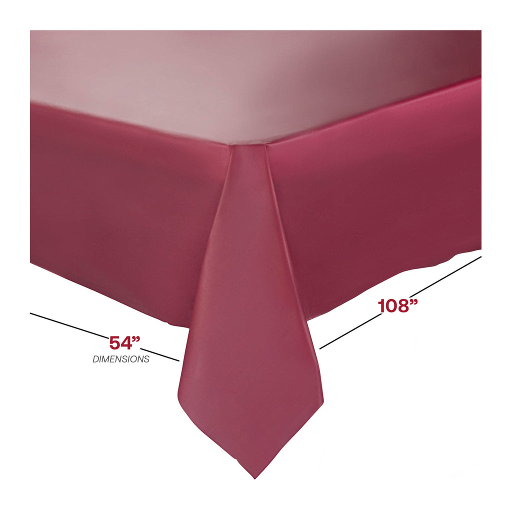 Burgundy Rectangular Disposable Plastic Tablecloths (54" x 108")