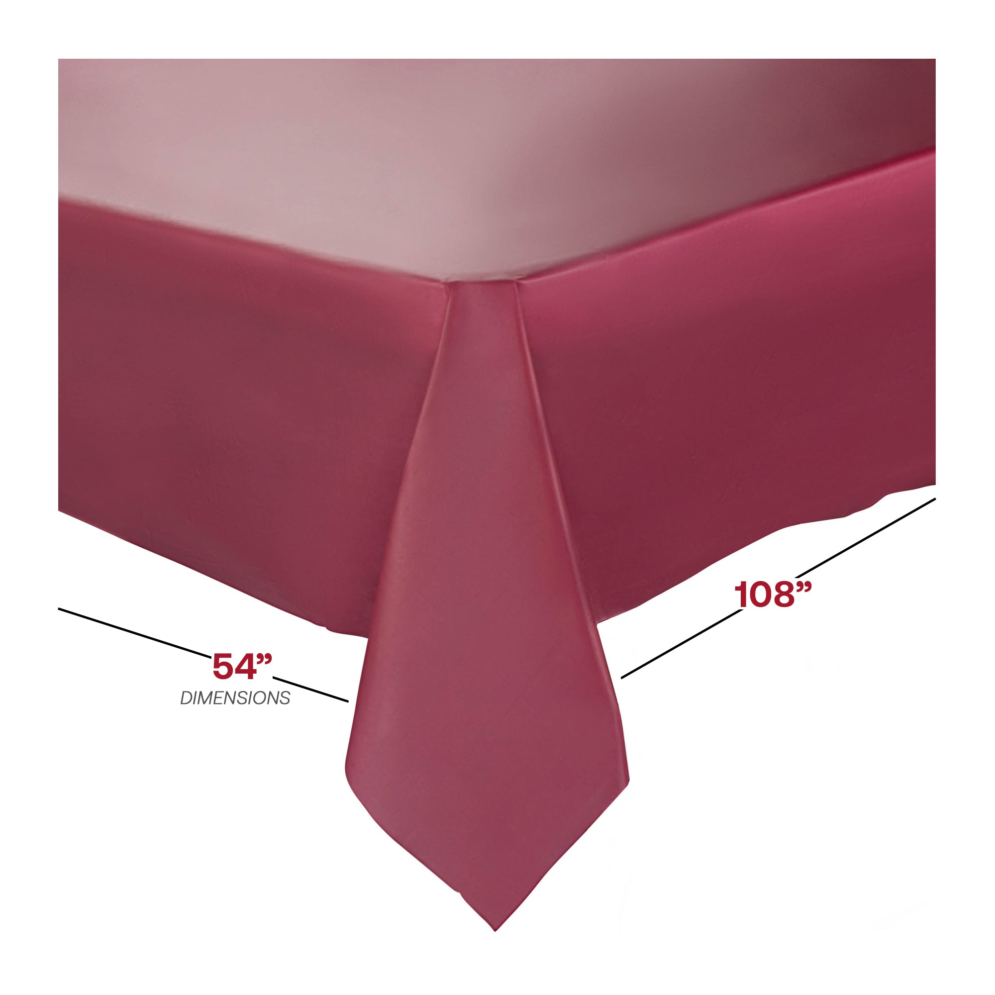 Burgundy Rectangular Disposable Plastic Tablecloths (54" x 108")