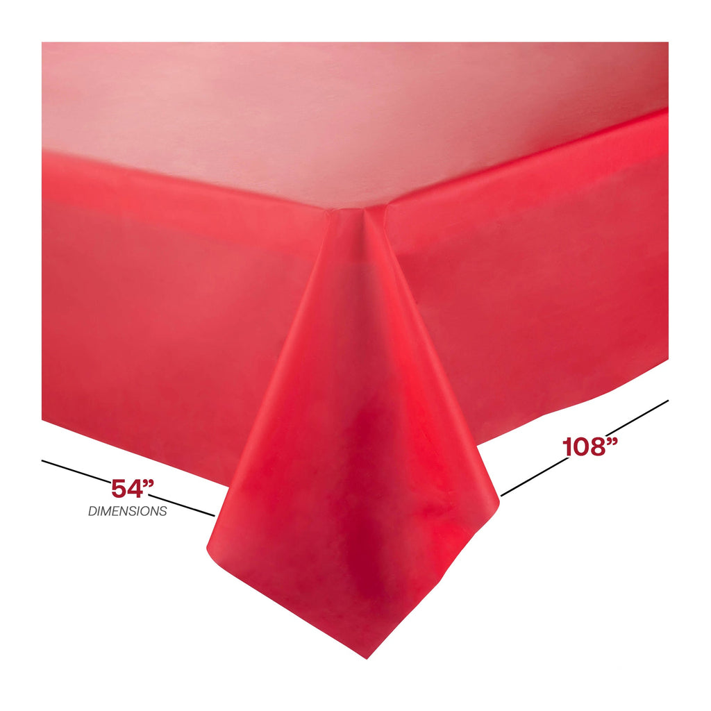 Red Rectangular Disposable Plastic Tablecloths (54" x 108")