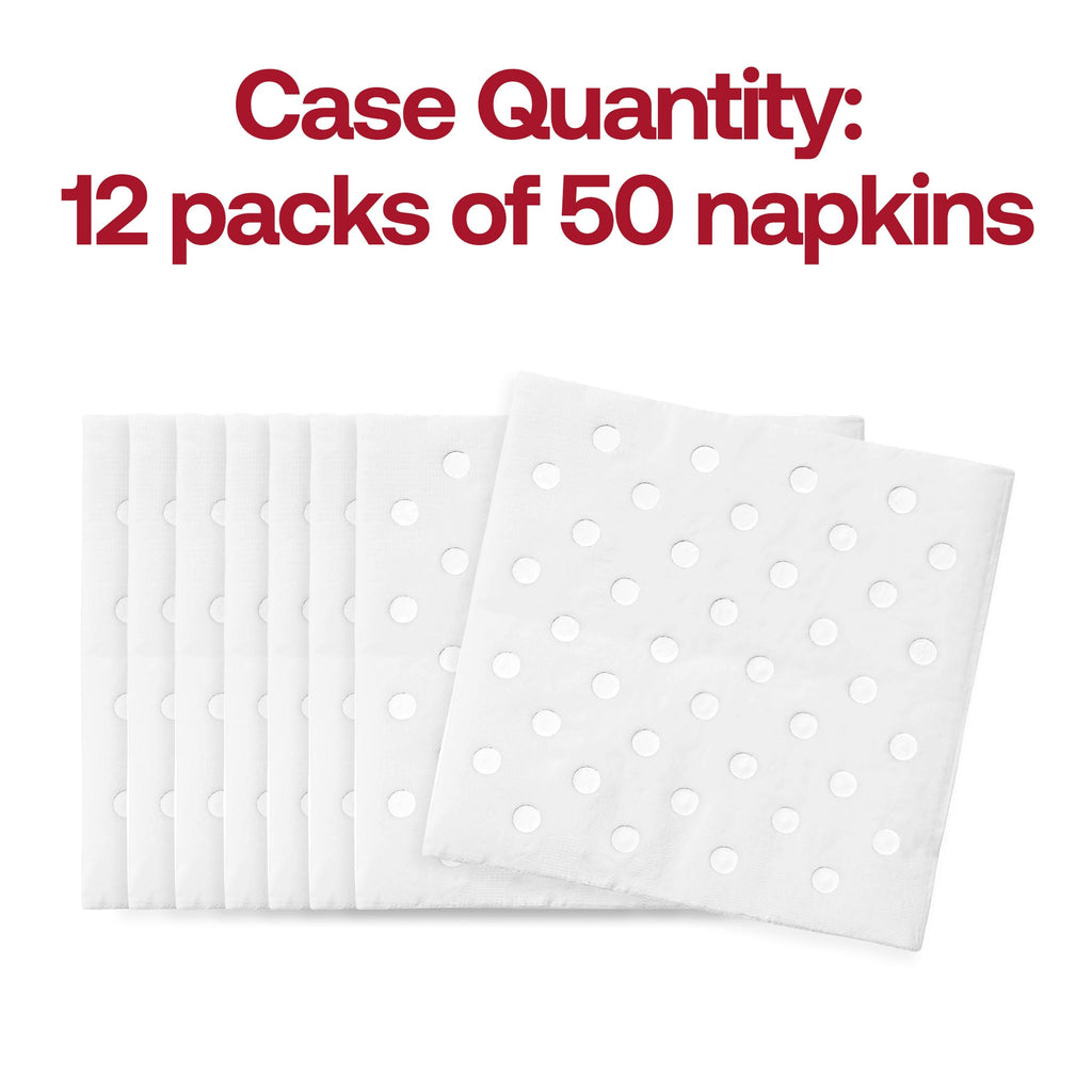 White with Silver Dots Paper Beverage/Cocktail Napkins