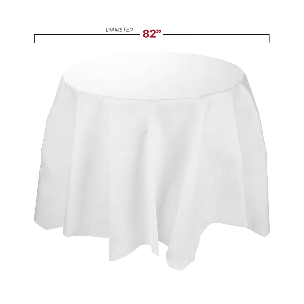 White Octy Round Linen-Like Tablecloths (82")