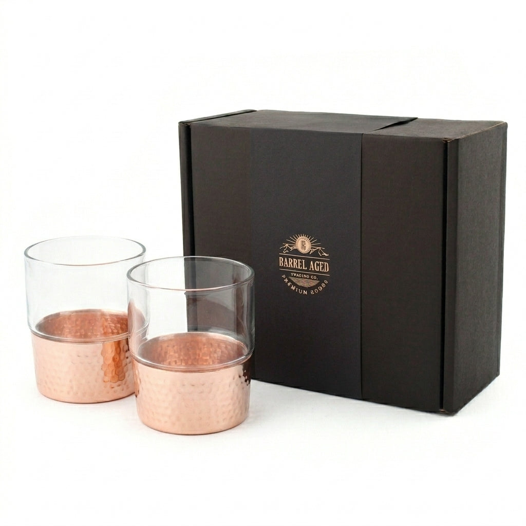 Copper Base Whiskey Glasses Set of Two in Gift Box