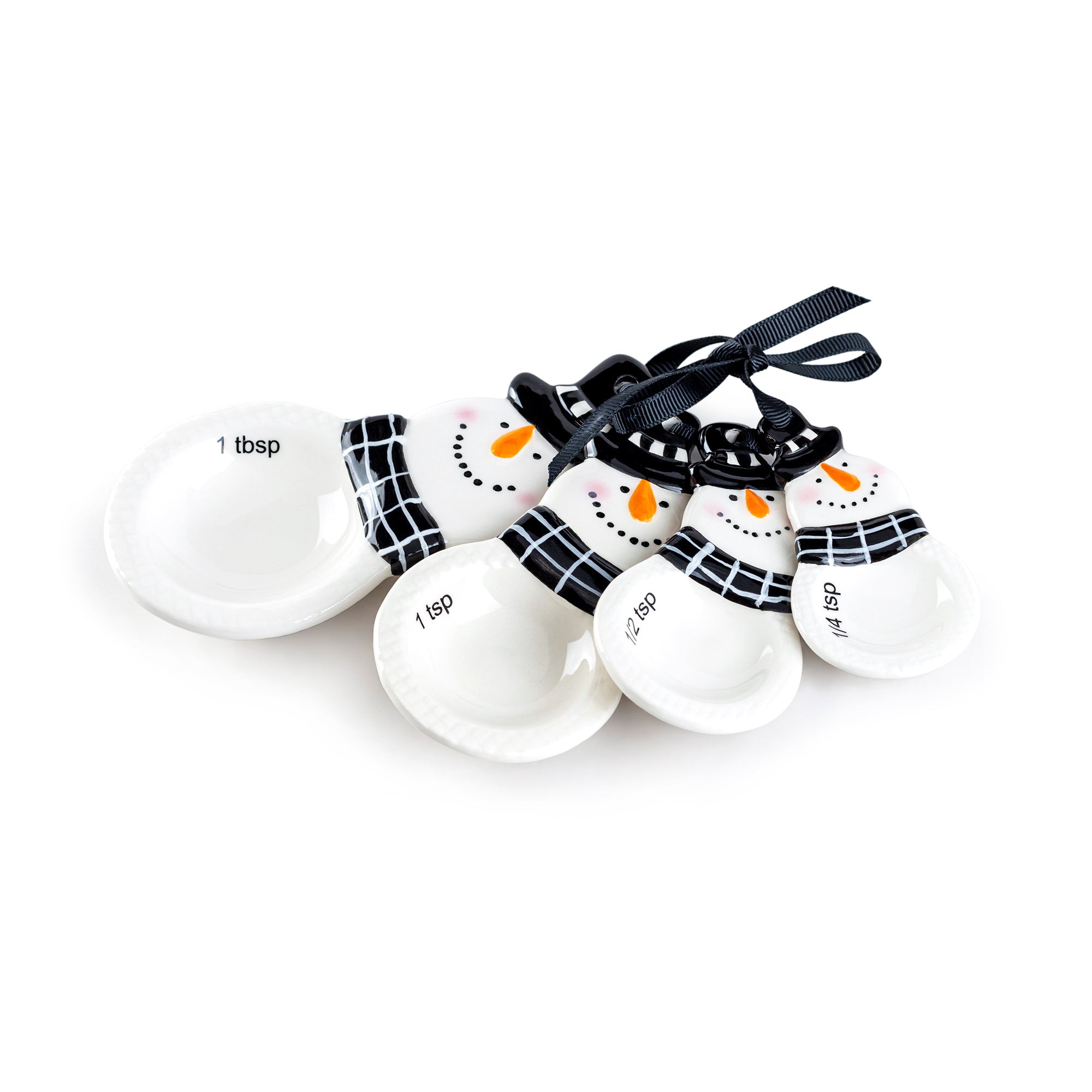 Happy Snowmen 4-Piece Ceramic Measuring Spoon Set