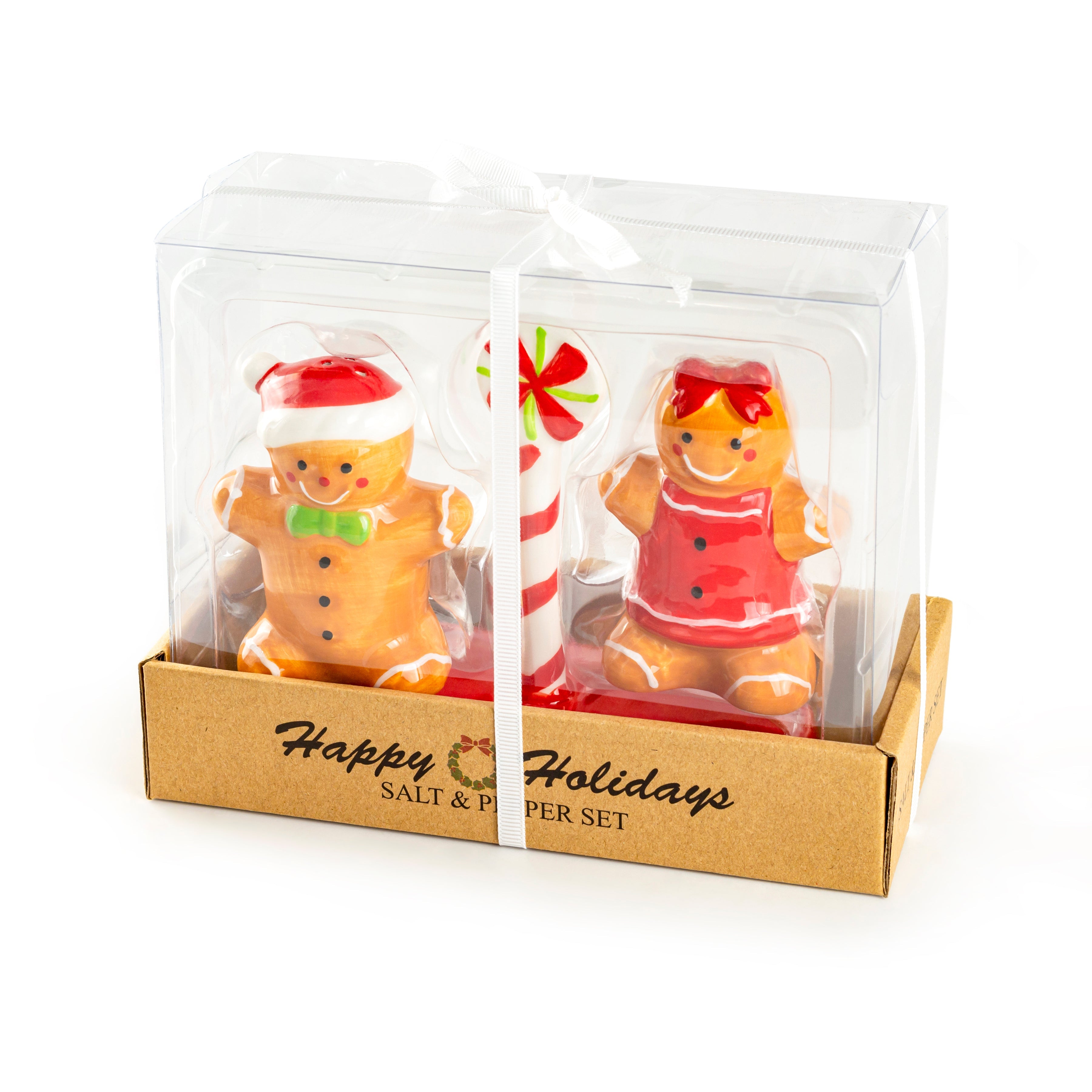 Gift Boxed Gingerbread Figurine Salt and Pepper Shaker Set