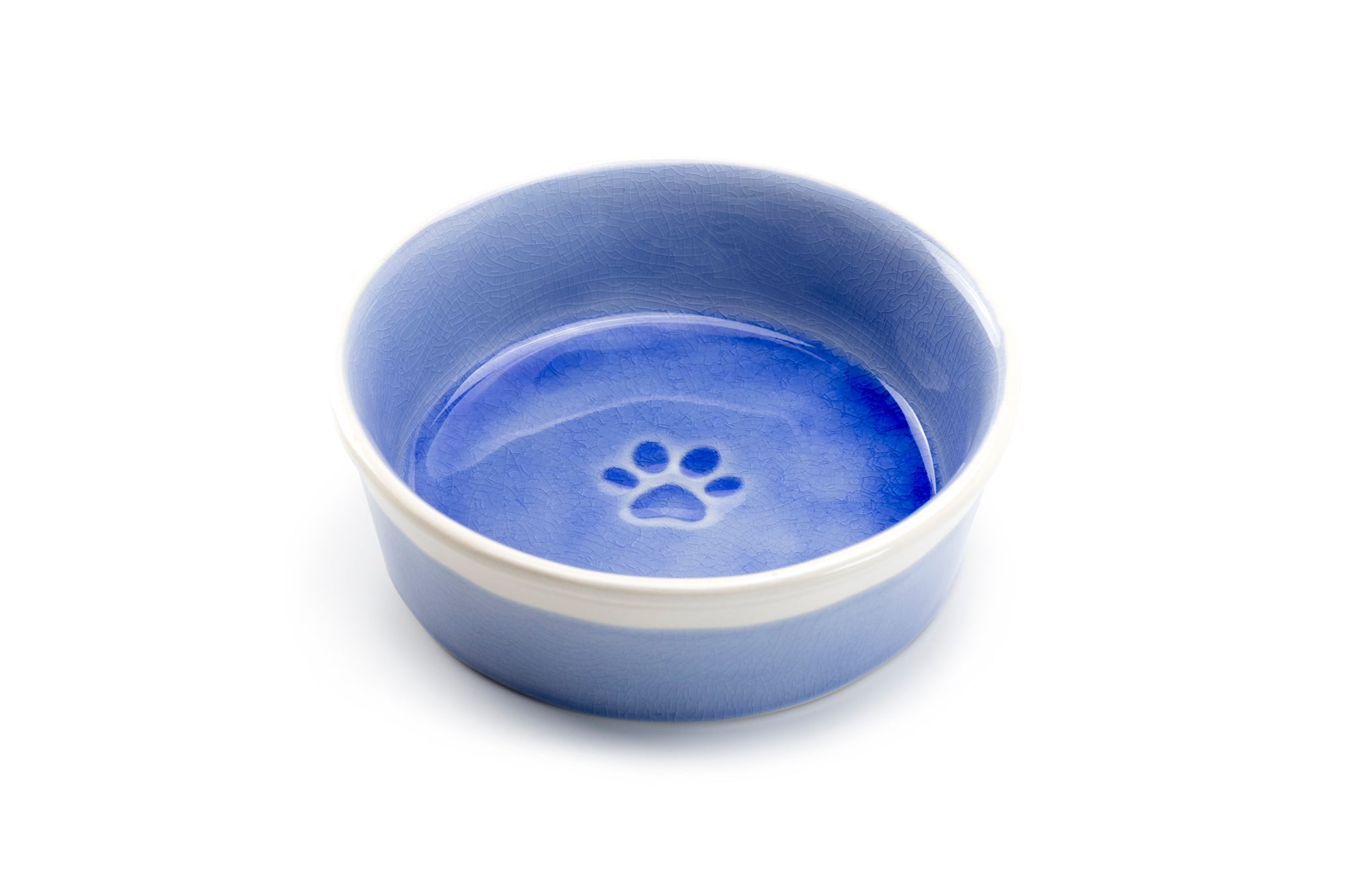 6.25" Organic Blue Reactive Glazed Heavy Weight Ceramic Pet Bowl