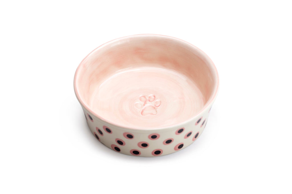 6.25" Organic Coral Dots Heavy Weight Ceramic Pet Bowl