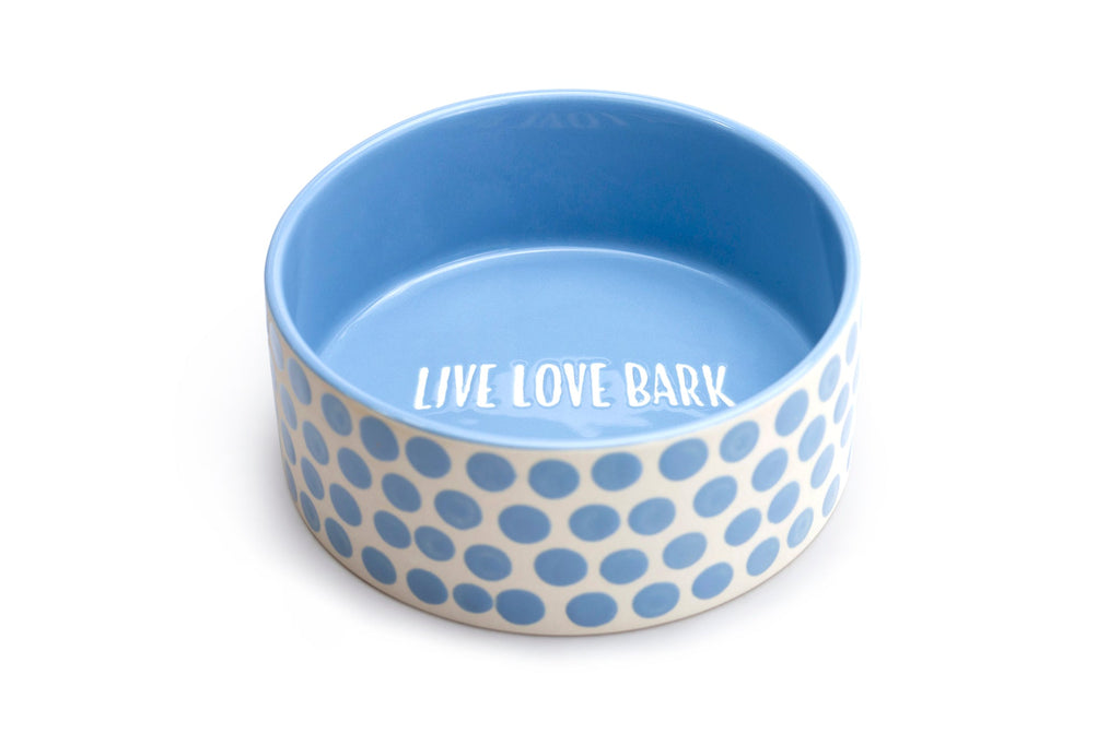 7" Blue Dots Heavy Weight Ceramic Pet Bowl