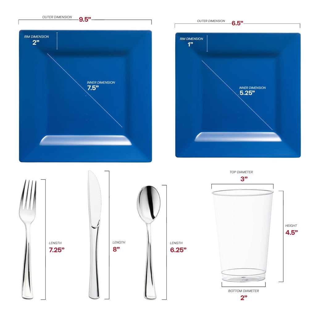 Midnight Blue Square Plastic Wedding Value Set
