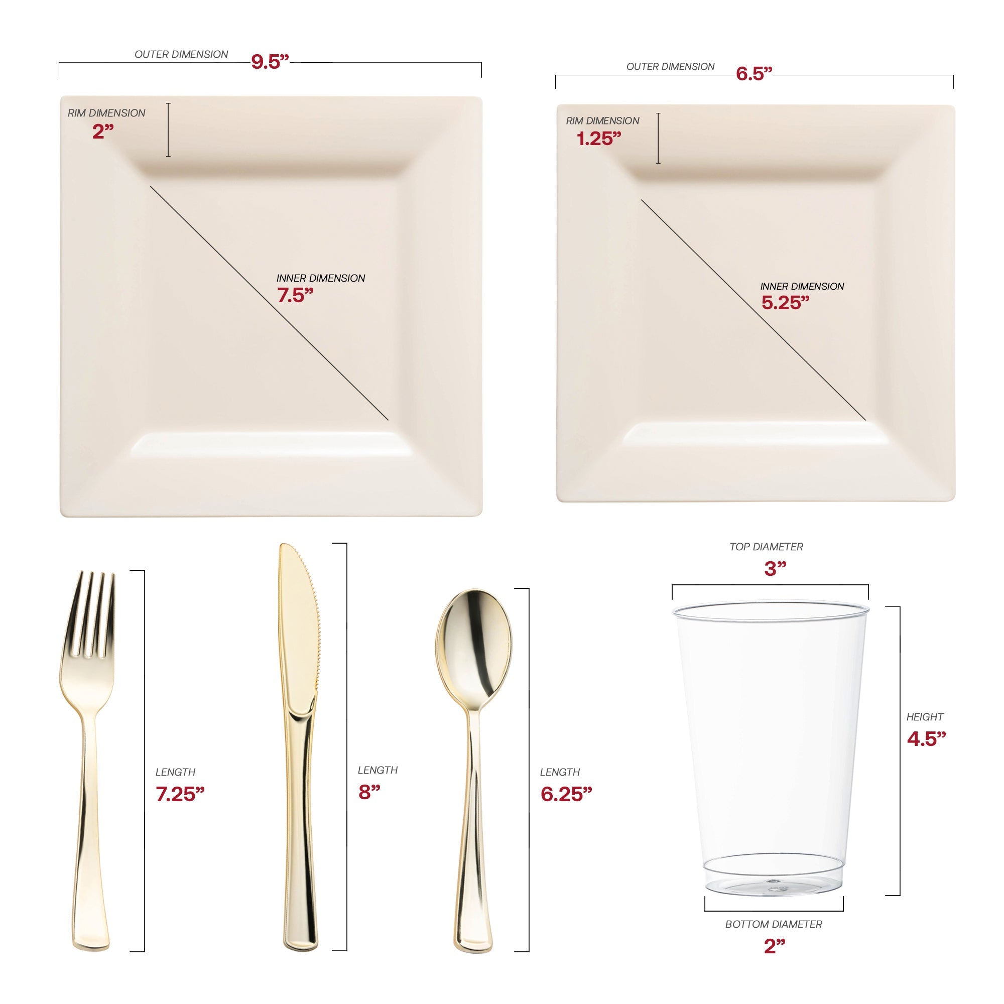 Ivory Square Plastic Wedding Value Set