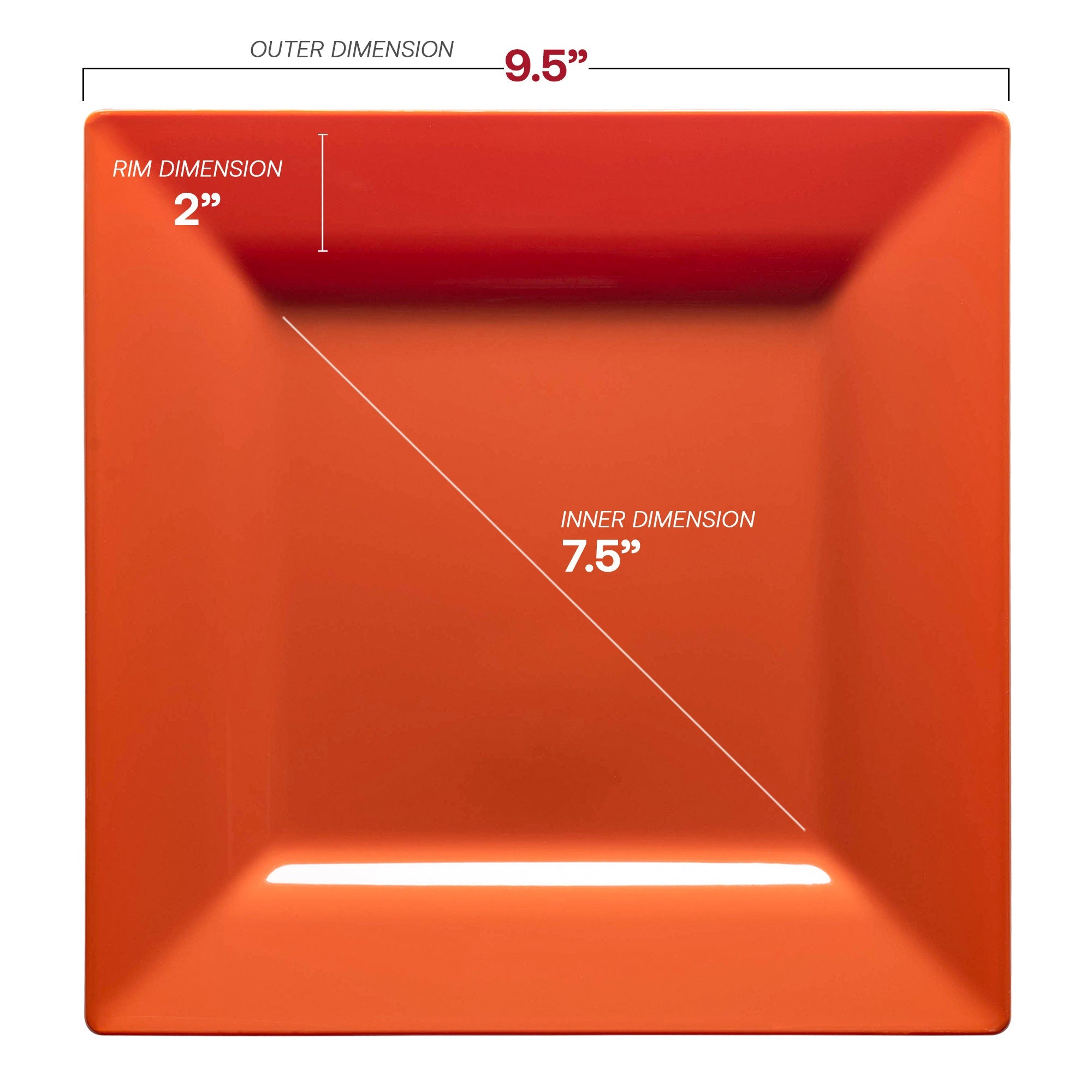 Burnt Orange Square Plastic Plates Dinnerware Value Set